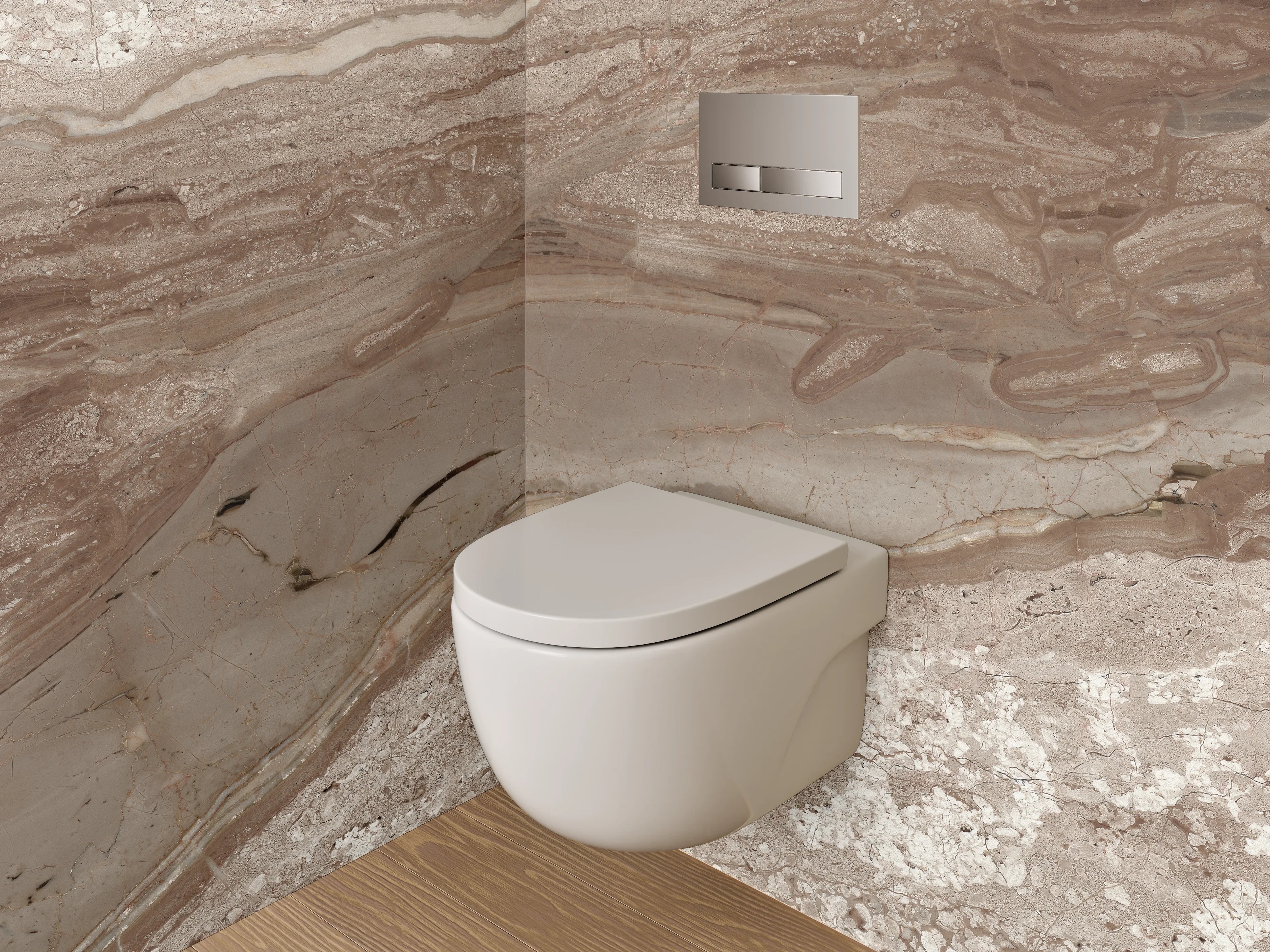 WC-Rückwand - Edler Marmor in Braun-Beige