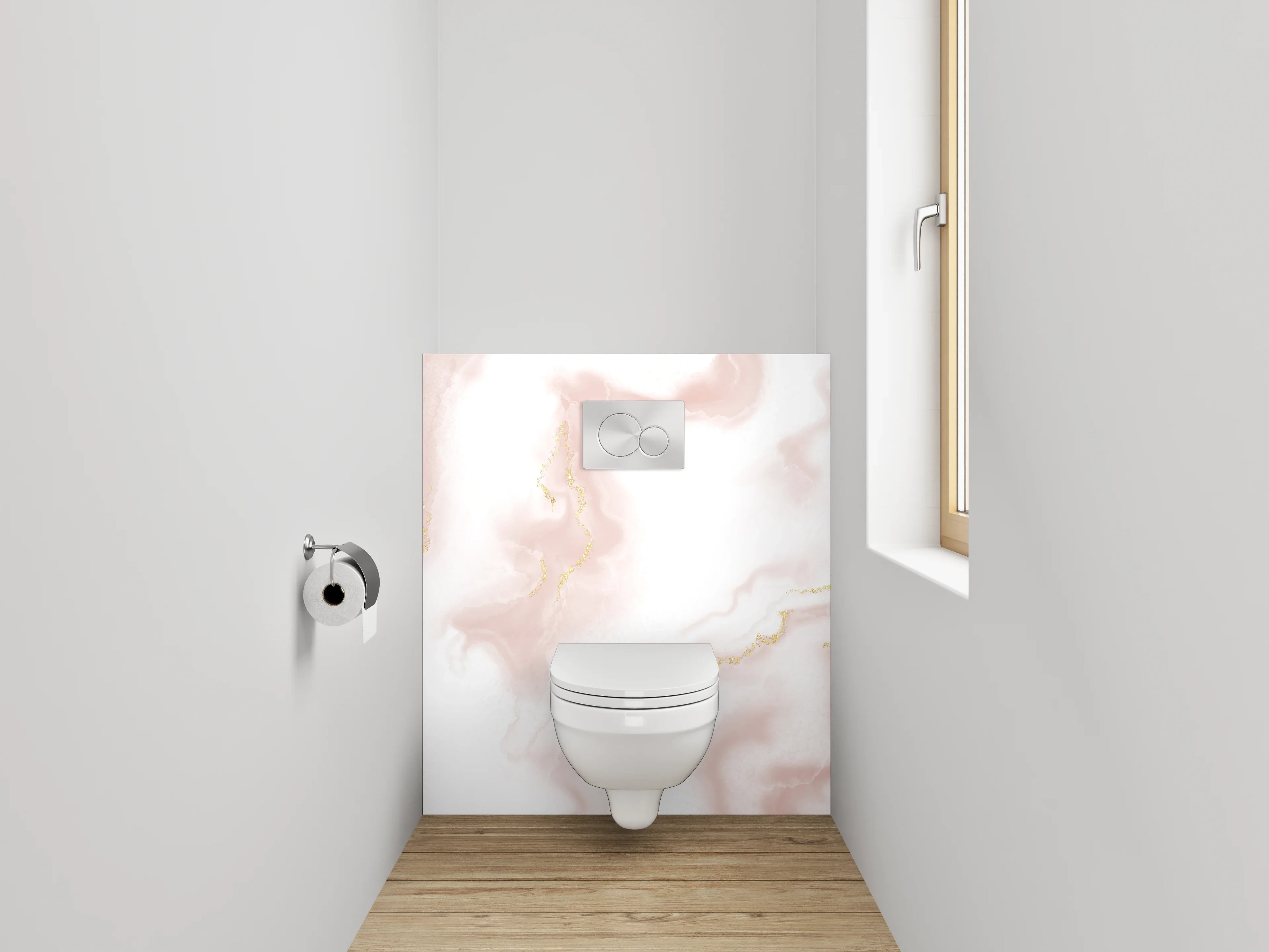 WC-Rückwand - Edler Marmor mit goldenen Akzenten