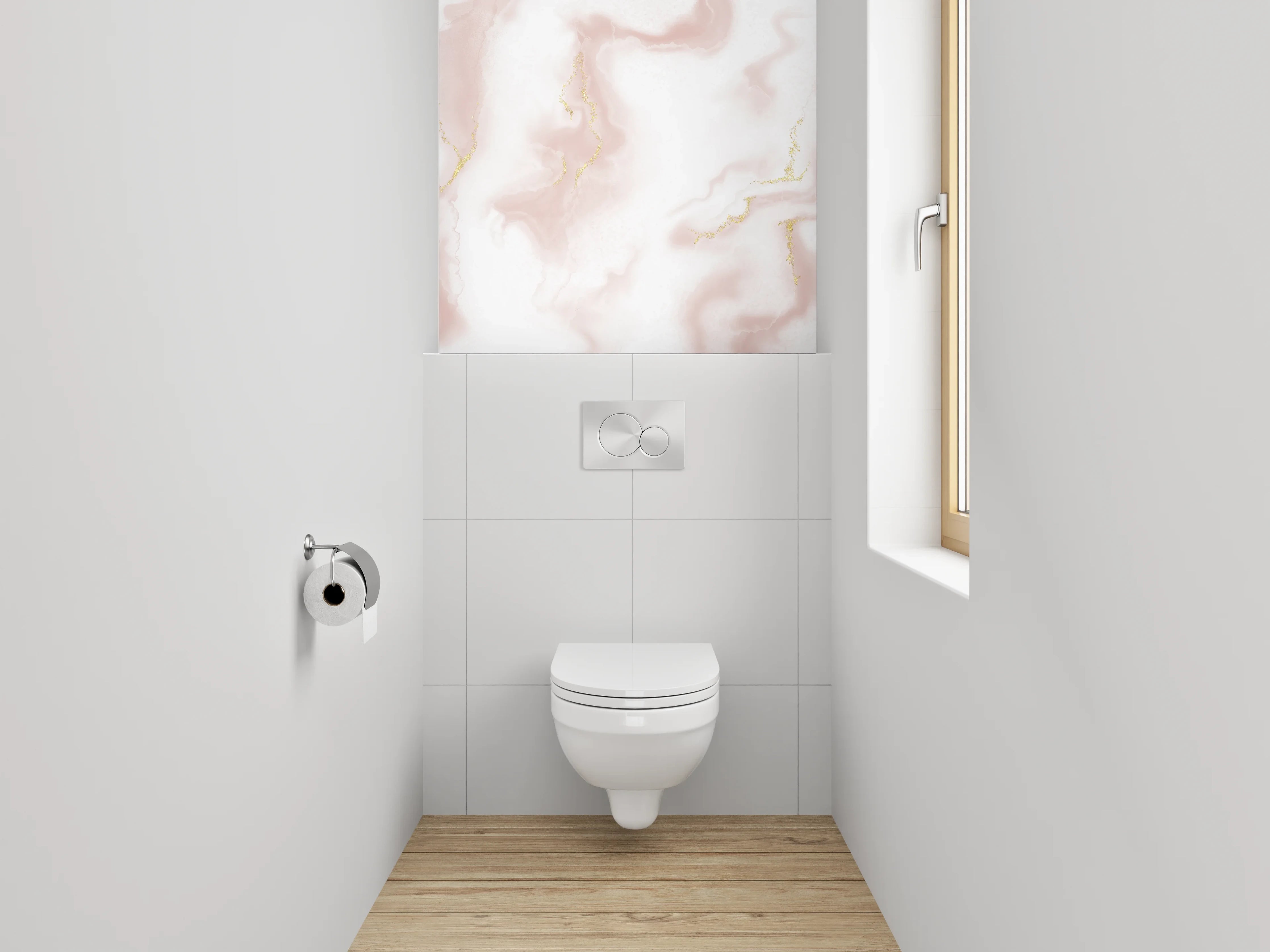 WC-Rückwand - Edler Marmor mit goldenen Akzenten