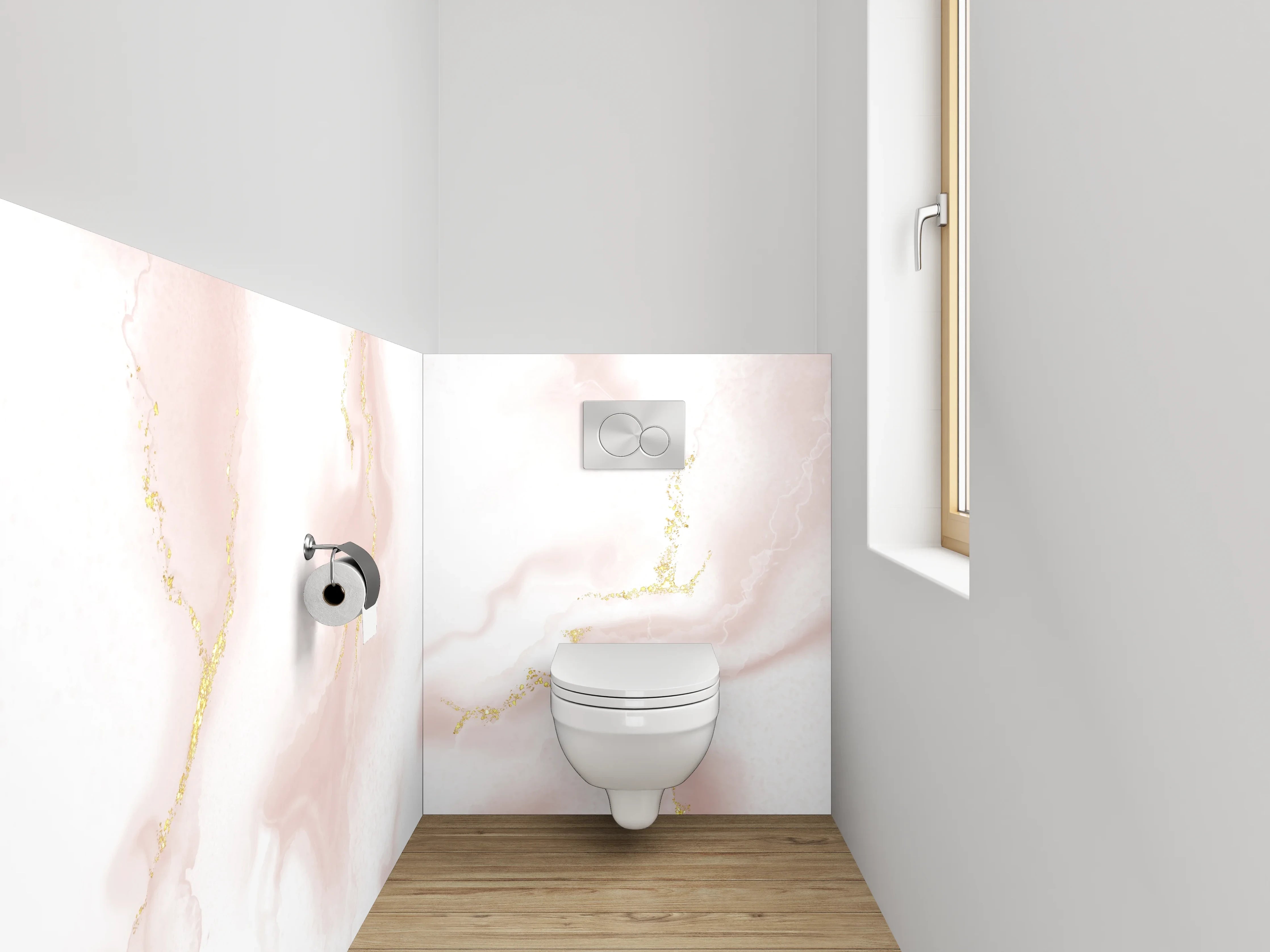 WC-Rückwand - Edler Marmor mit goldenen Akzenten