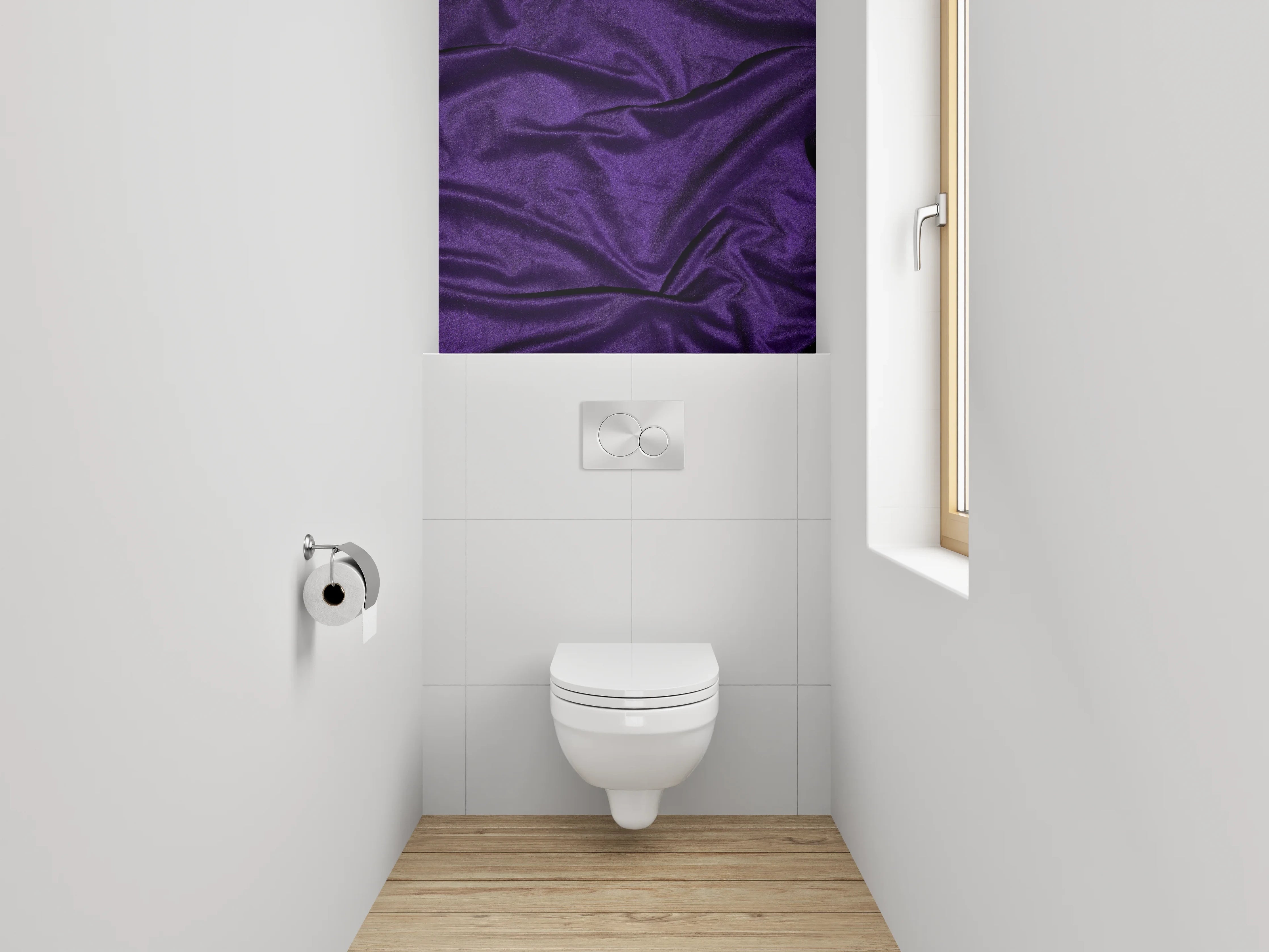 WC-Rückwand - Edler Samt-Look in Lila
