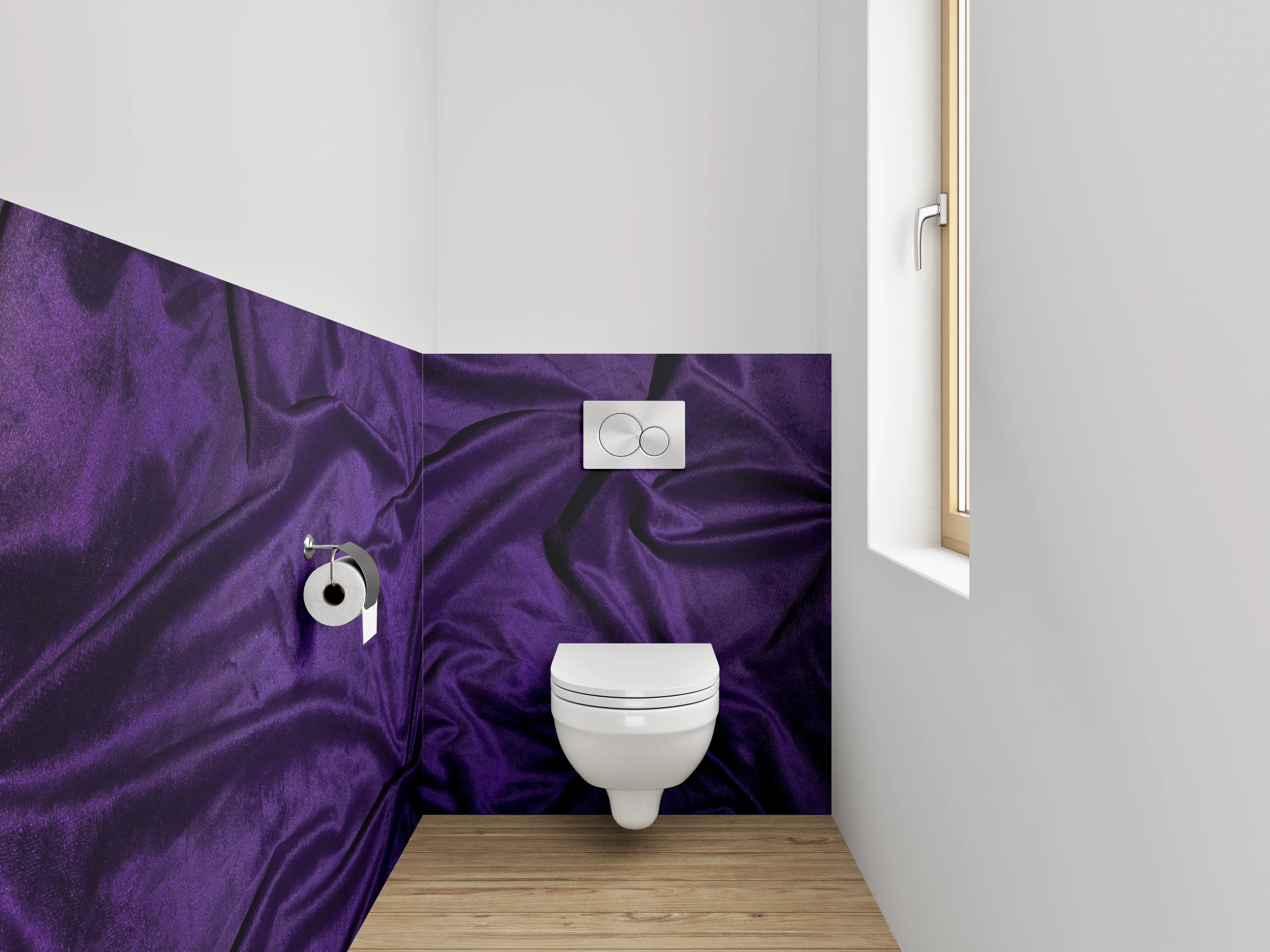 WC-Rückwand - Edler Samt-Look in Lila