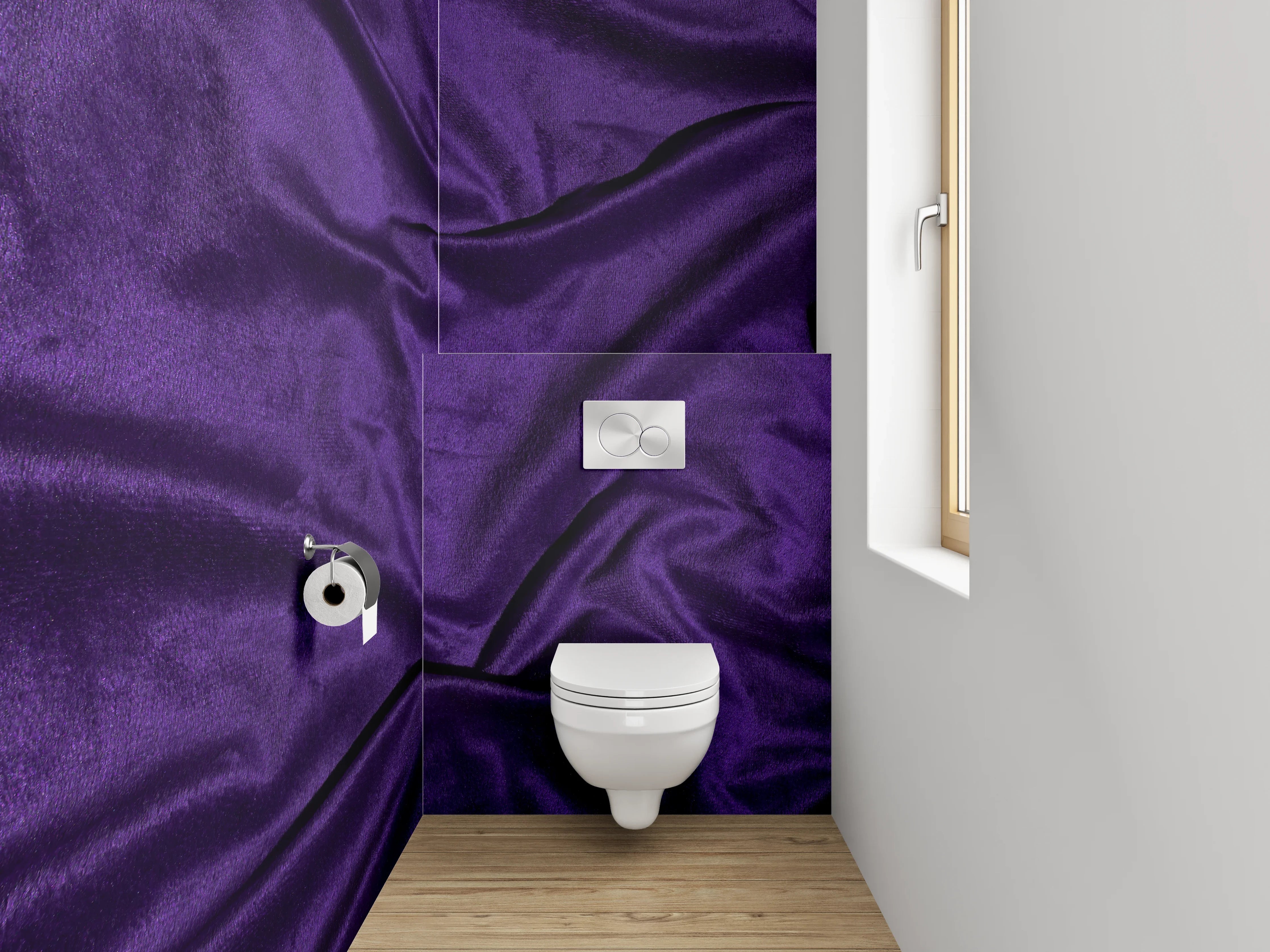 WC-Rückwand - Edler Samt-Look in Lila