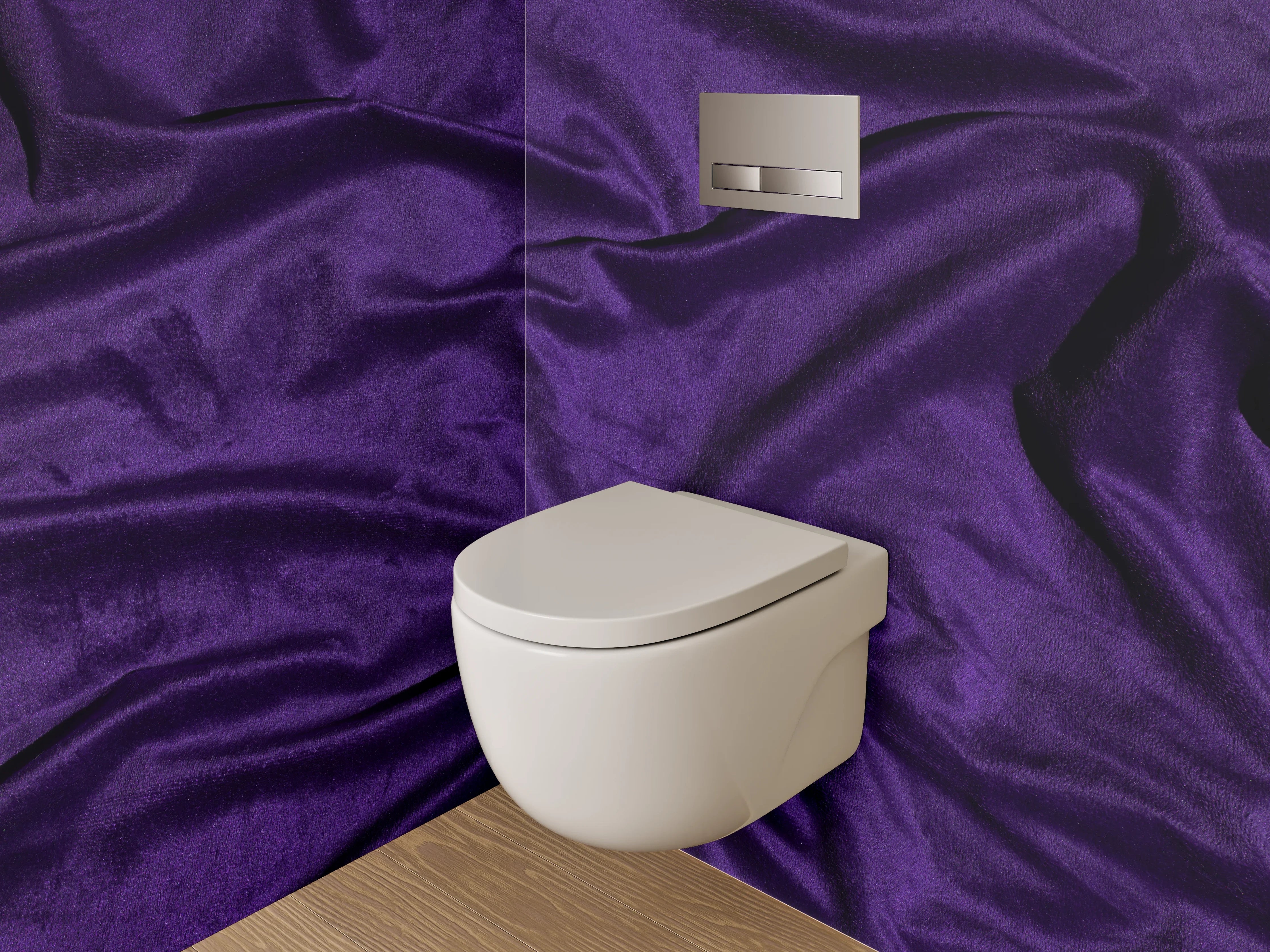 WC-Rückwand - Edler Samt-Look in Lila