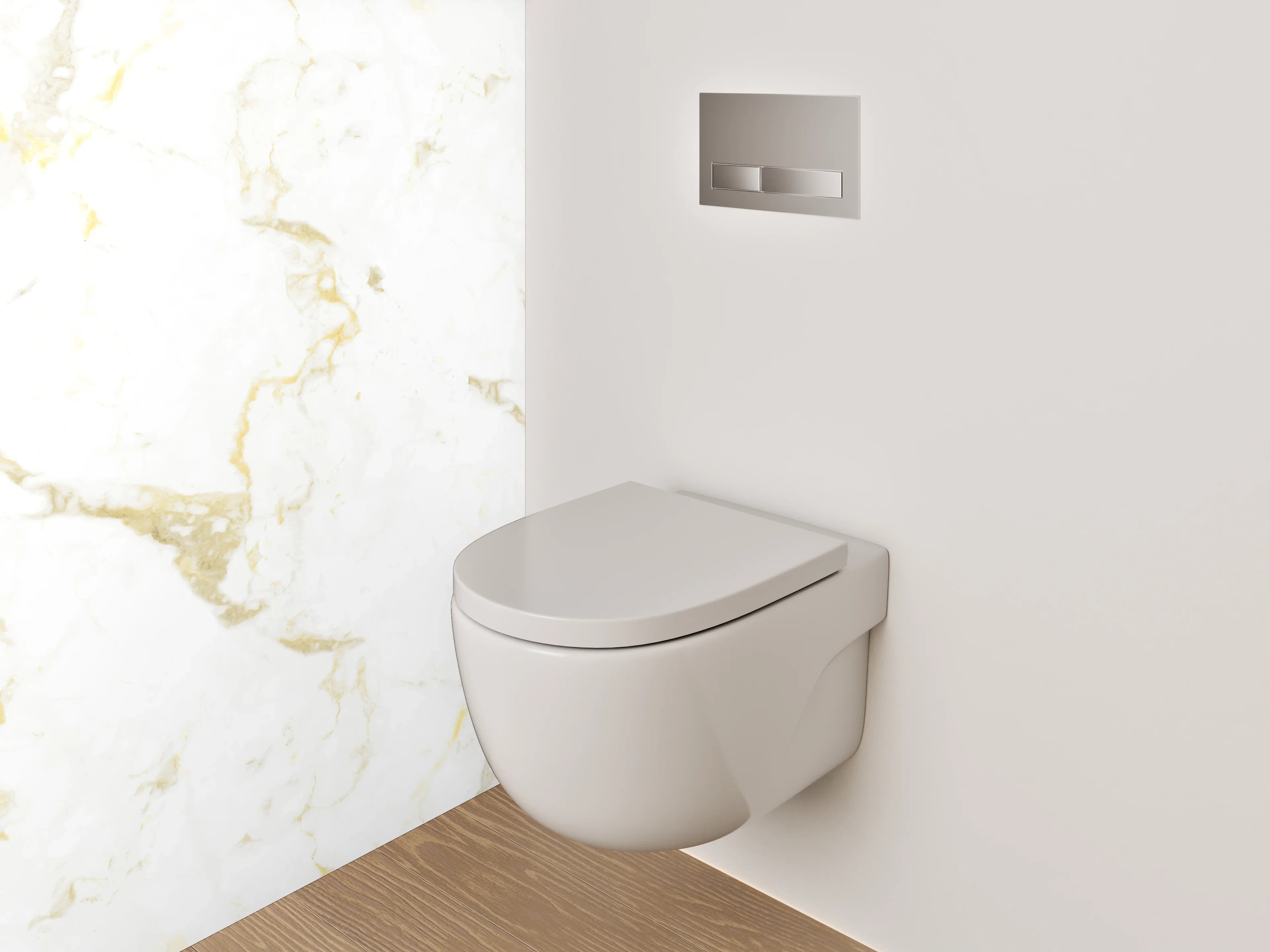 WC-Rückwand - Edler Weiß-Gold Marmor Look