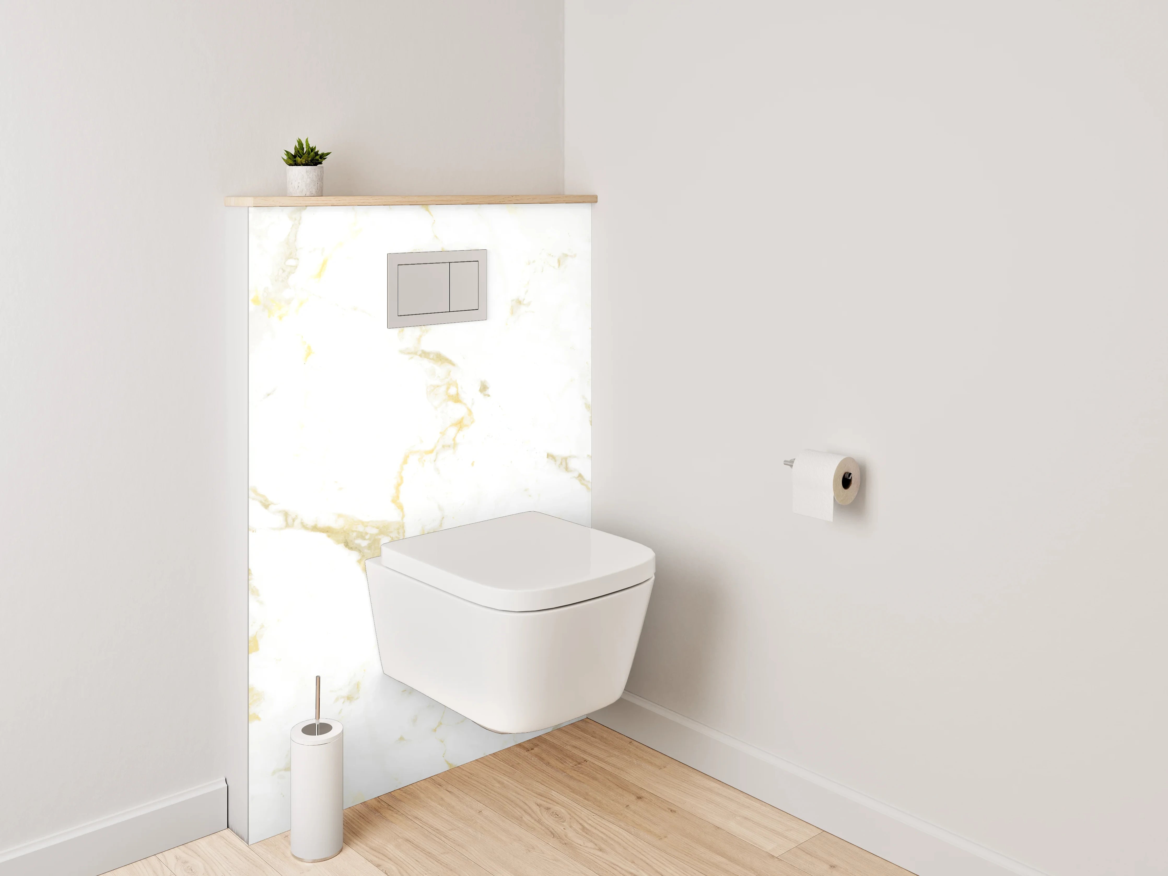 WC-Rückwand - Edler Weiß-Gold Marmor Look