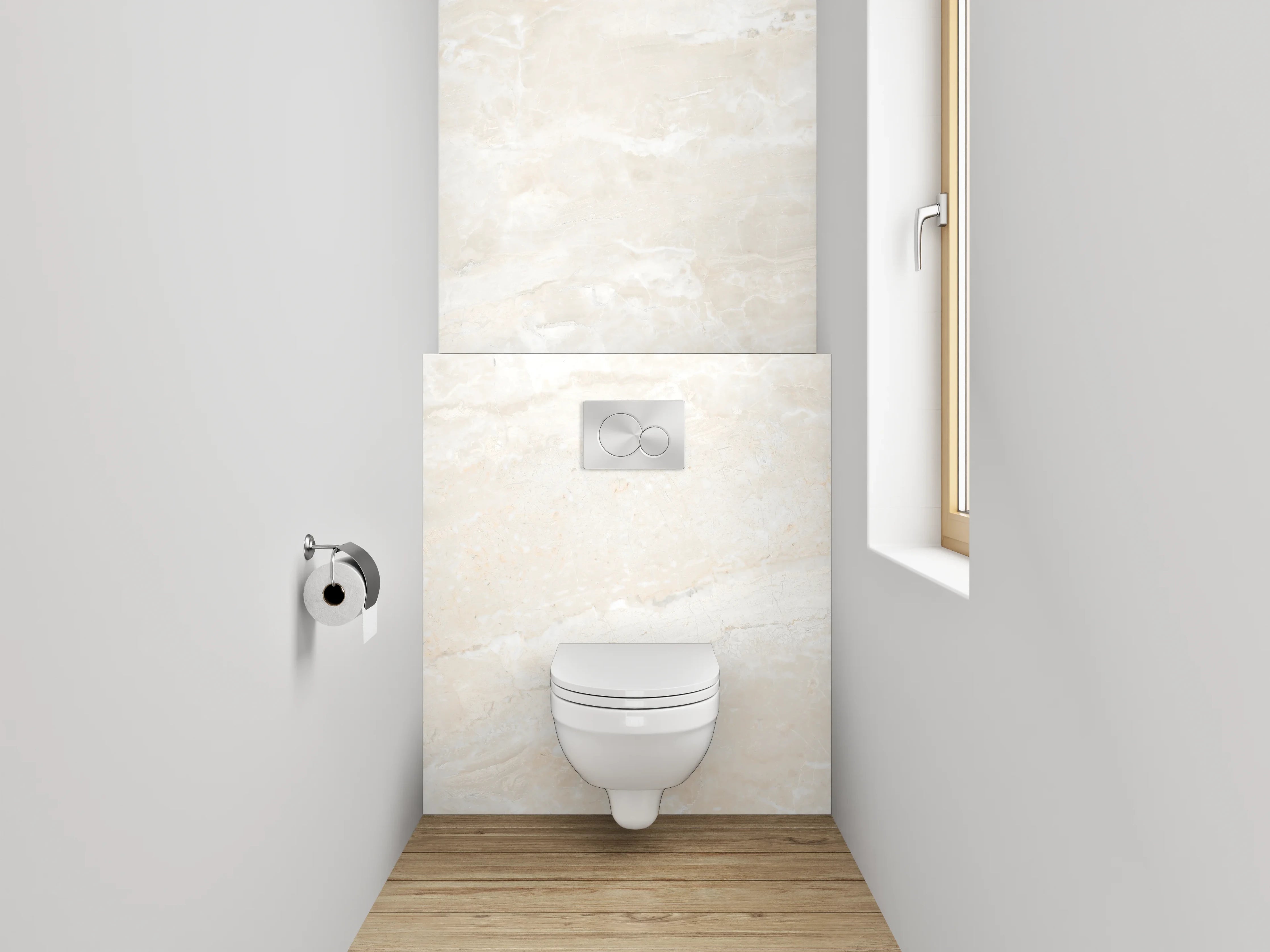 WC-Rückwand - Edler Weiß-Marmor Look