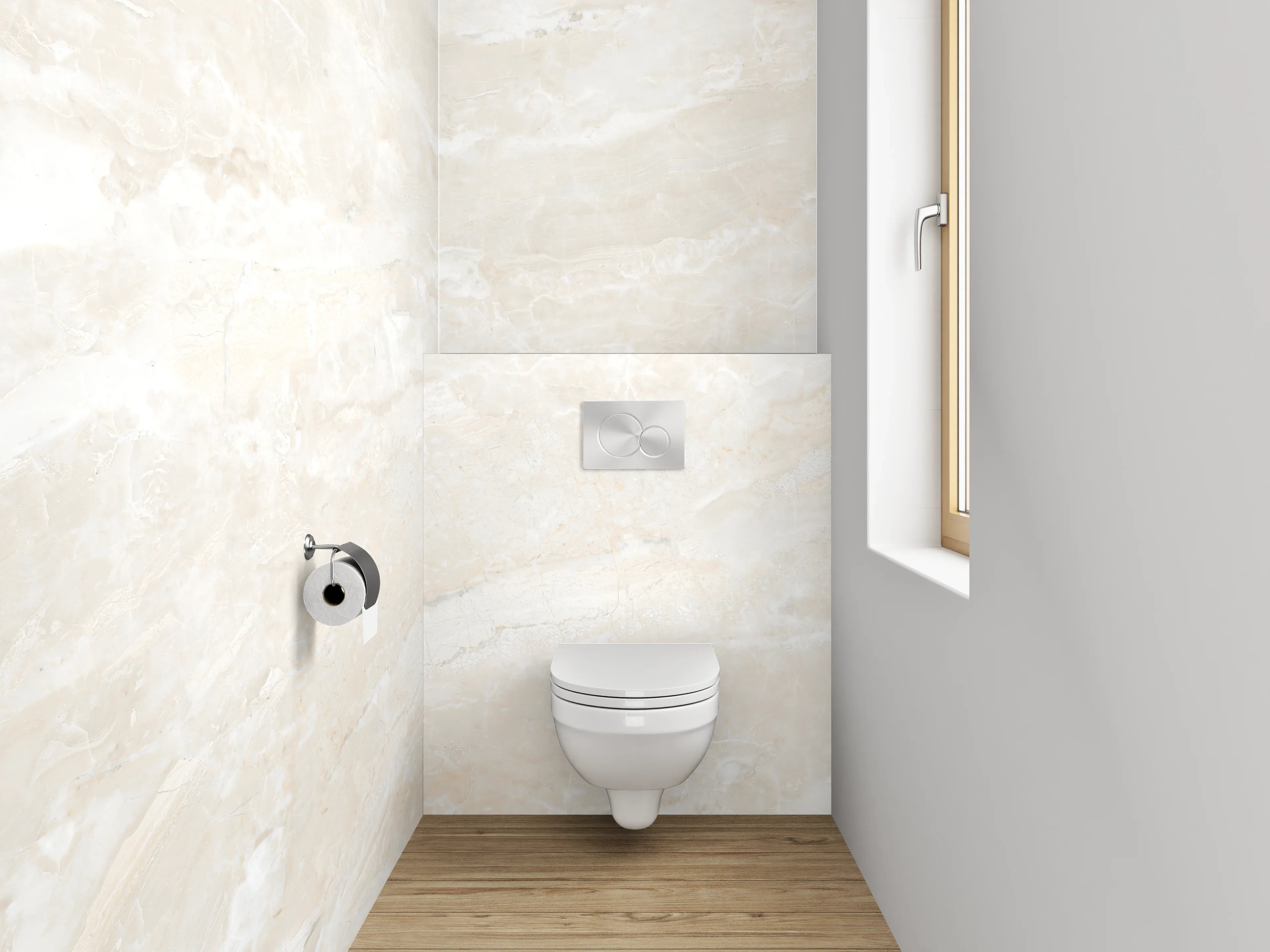 WC-Rückwand - Edler Weiß-Marmor Look