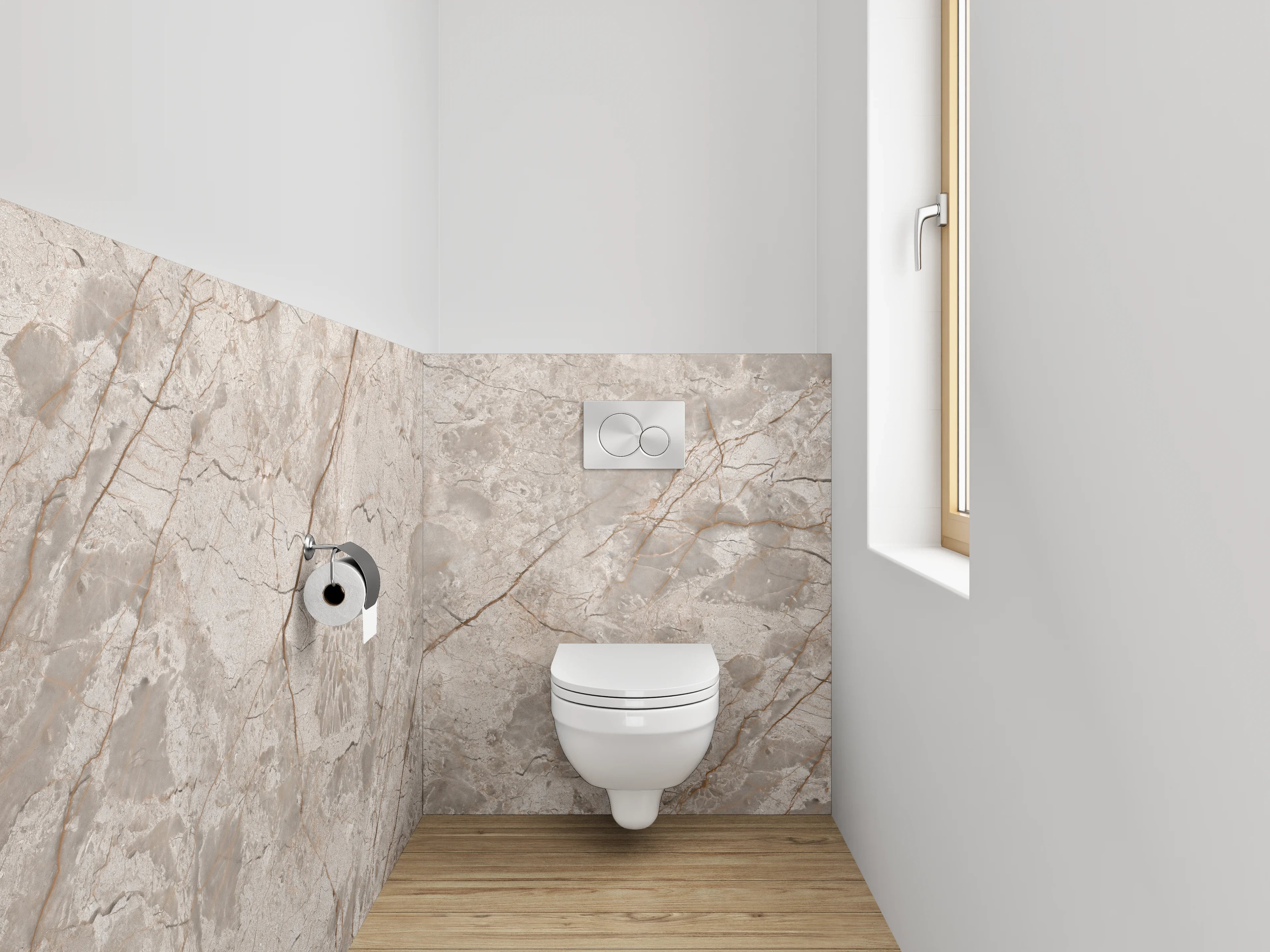 WC-Rückwand - Edler beiger Marmordekor