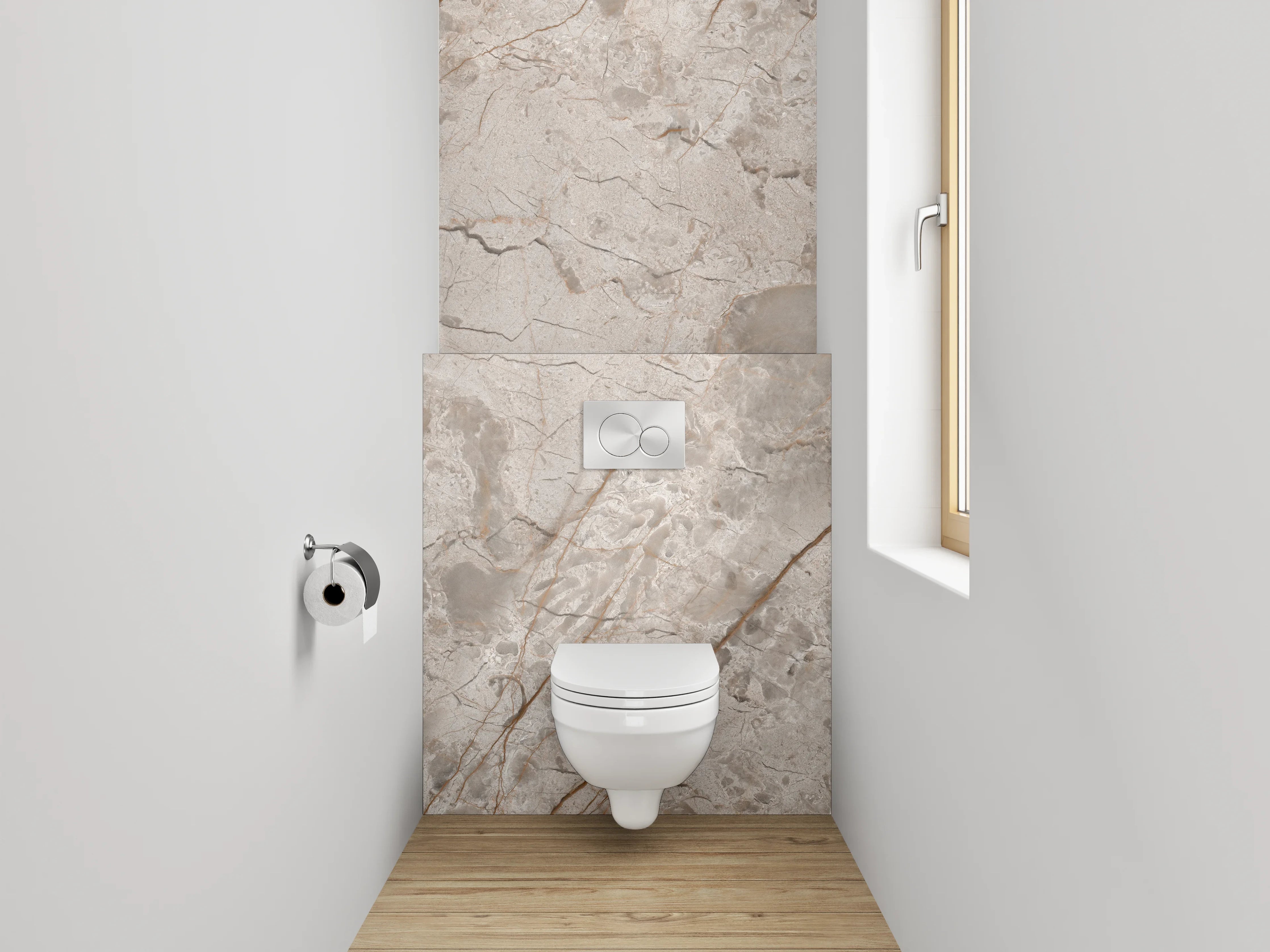 WC-Rückwand - Edler beiger Marmordekor