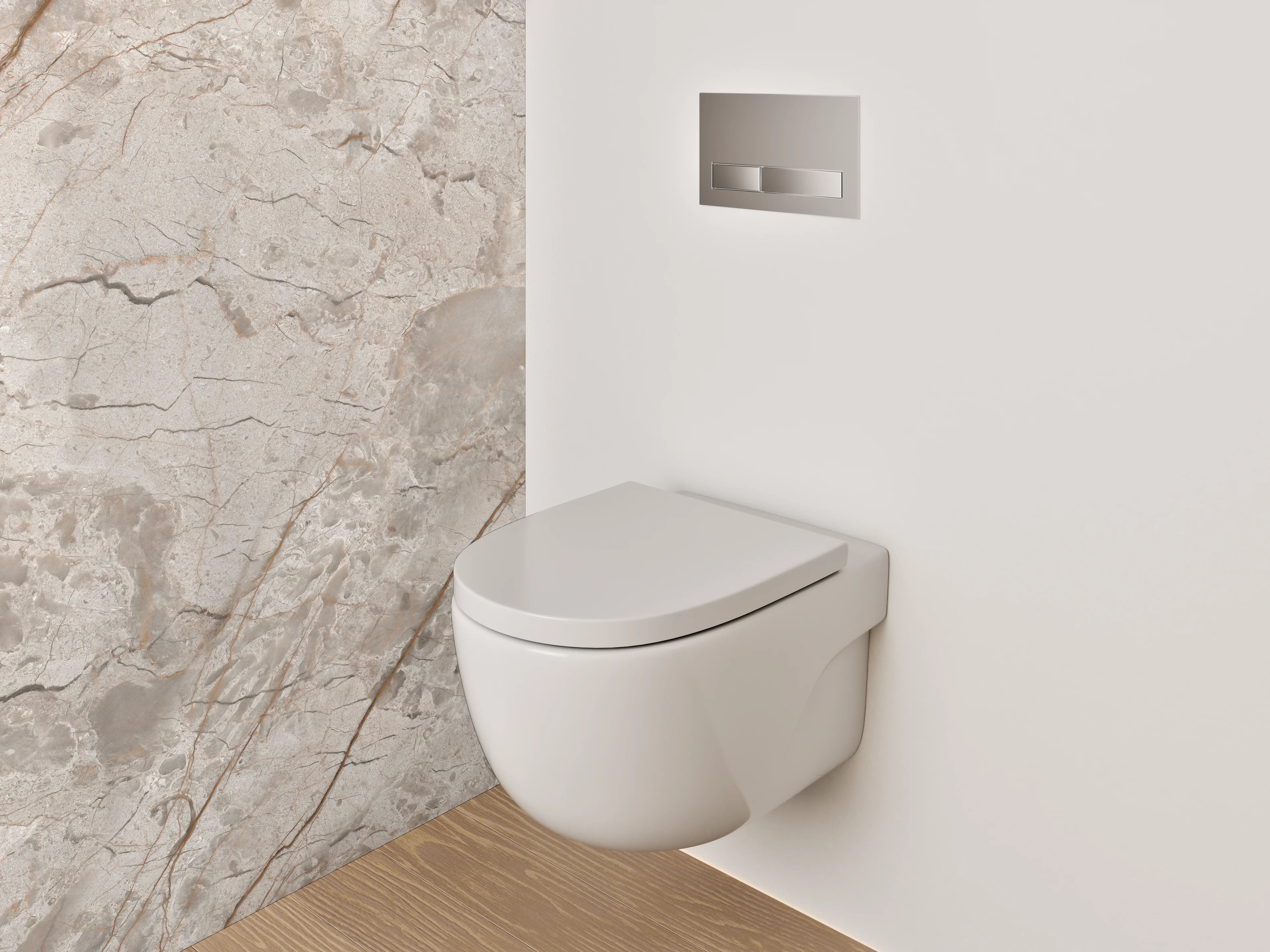 WC-Rückwand - Edler beiger Marmordekor