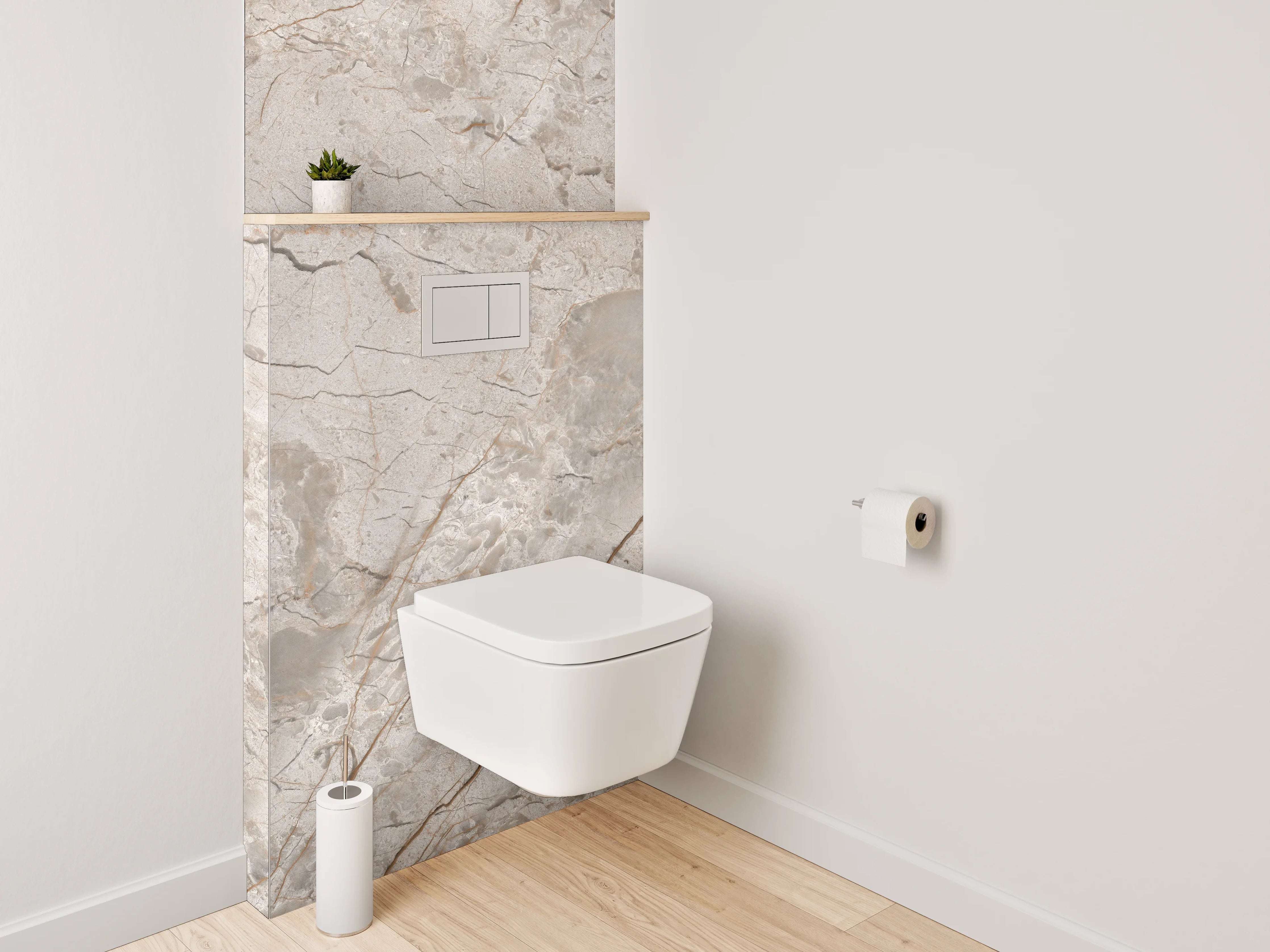 WC-Rückwand - Edler beiger Marmordekor