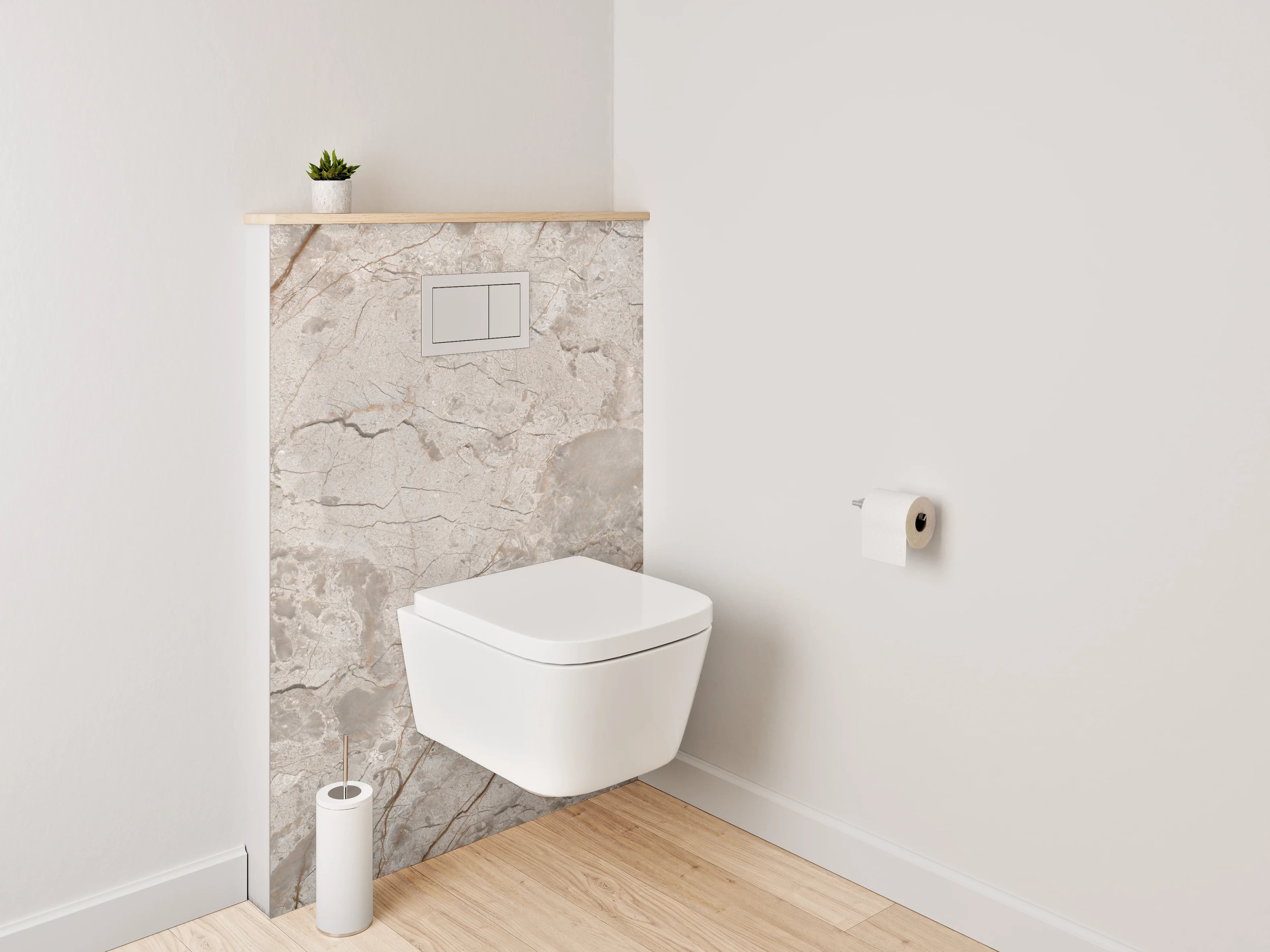WC-Rückwand - Edler beiger Marmordekor