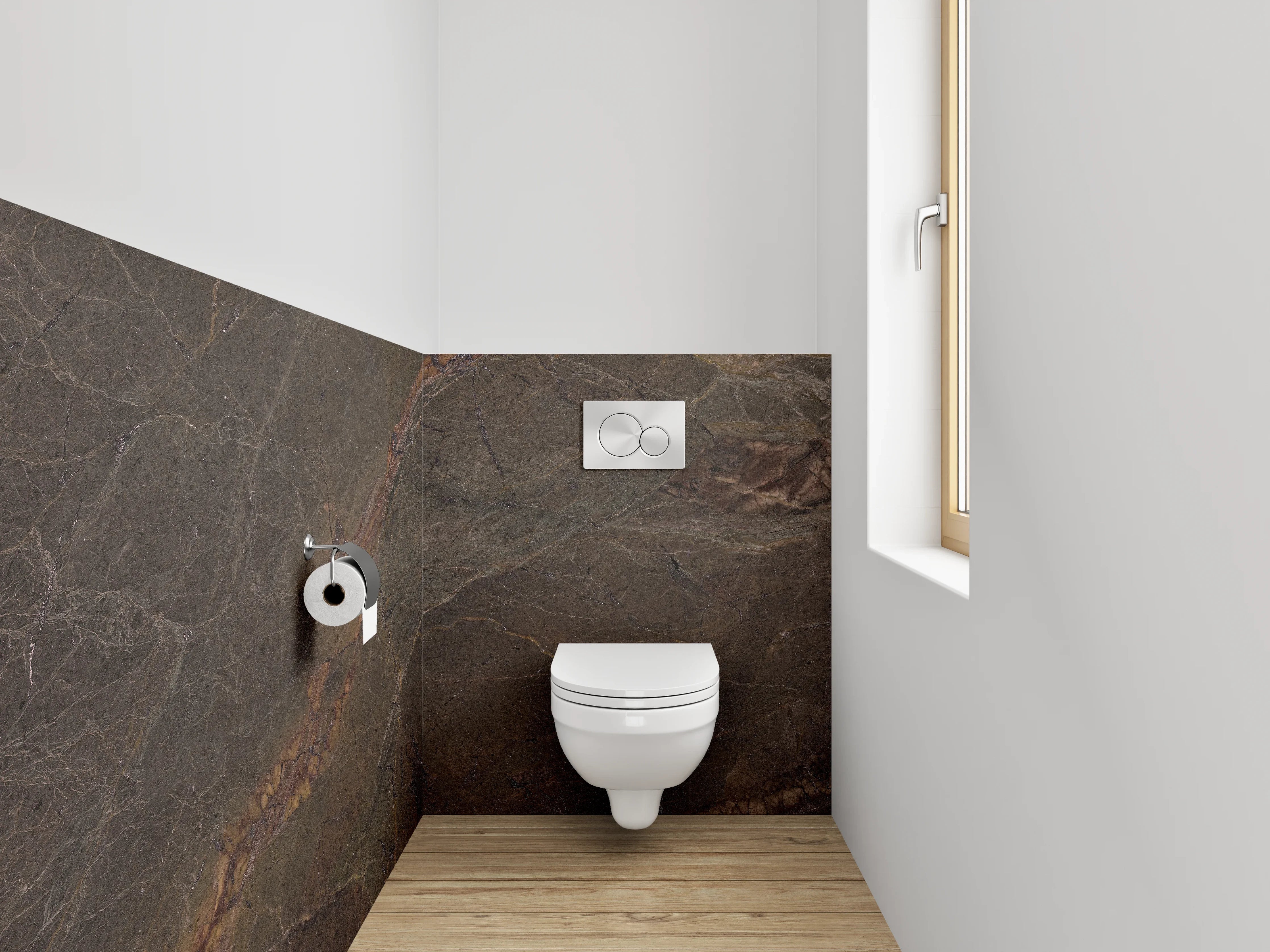 WC-Rückwand - Edler brauner Naturstein-Look