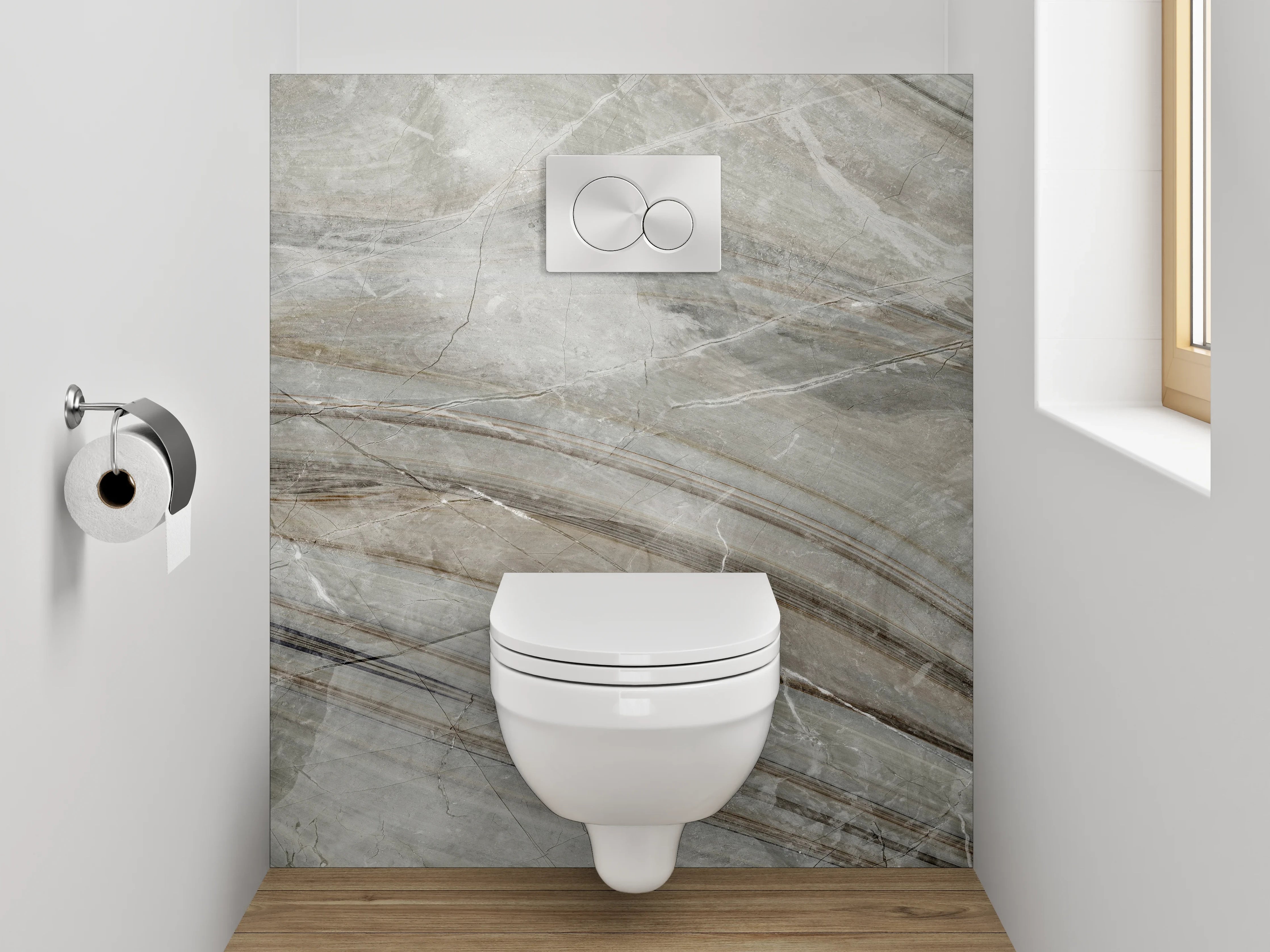 WC-Rückwand - Edler grauer Marmor-Look