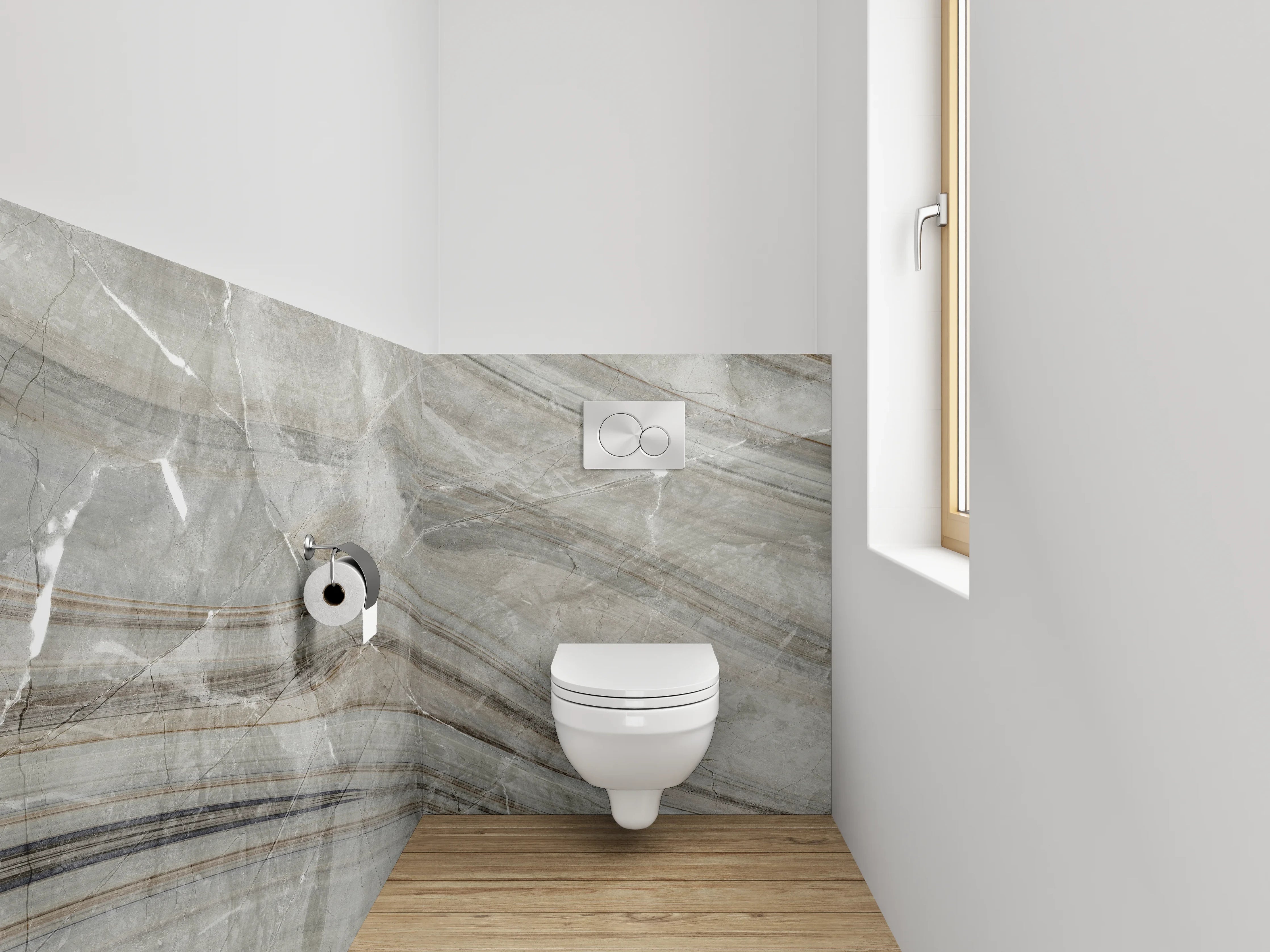 WC-Rückwand - Edler grauer Marmor-Look