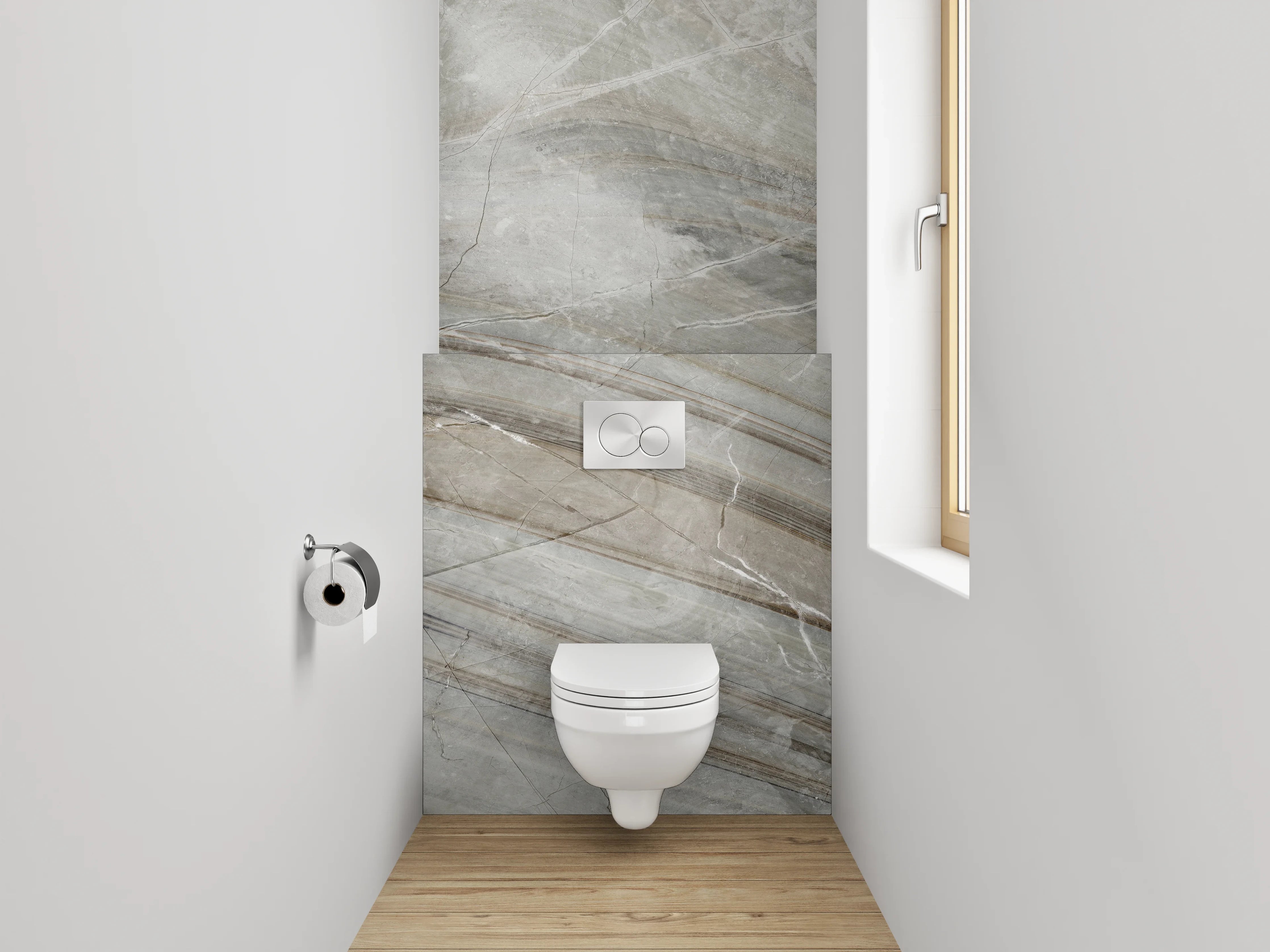 WC-Rückwand - Edler grauer Marmor-Look