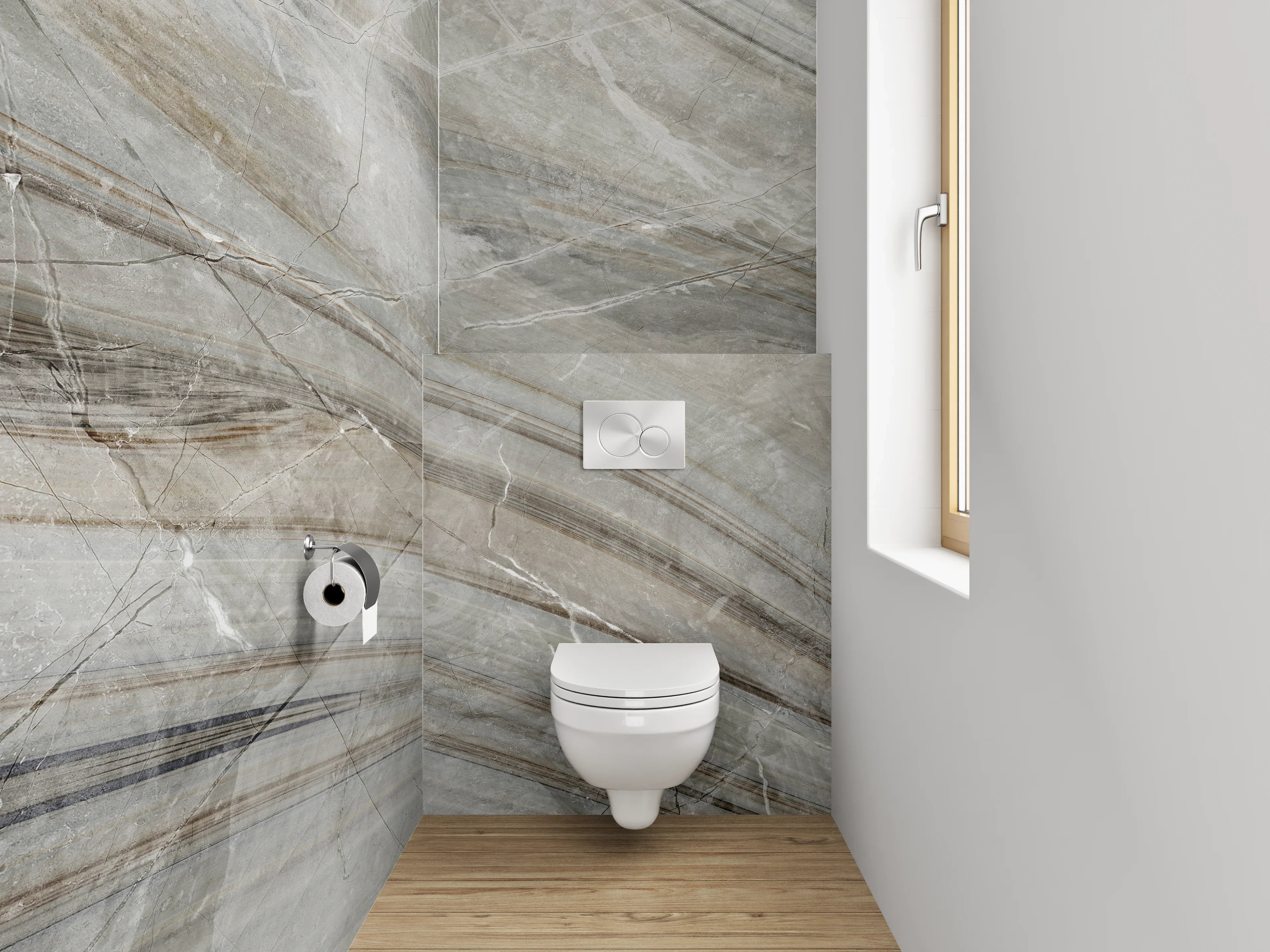 WC-Rückwand - Edler grauer Marmor-Look