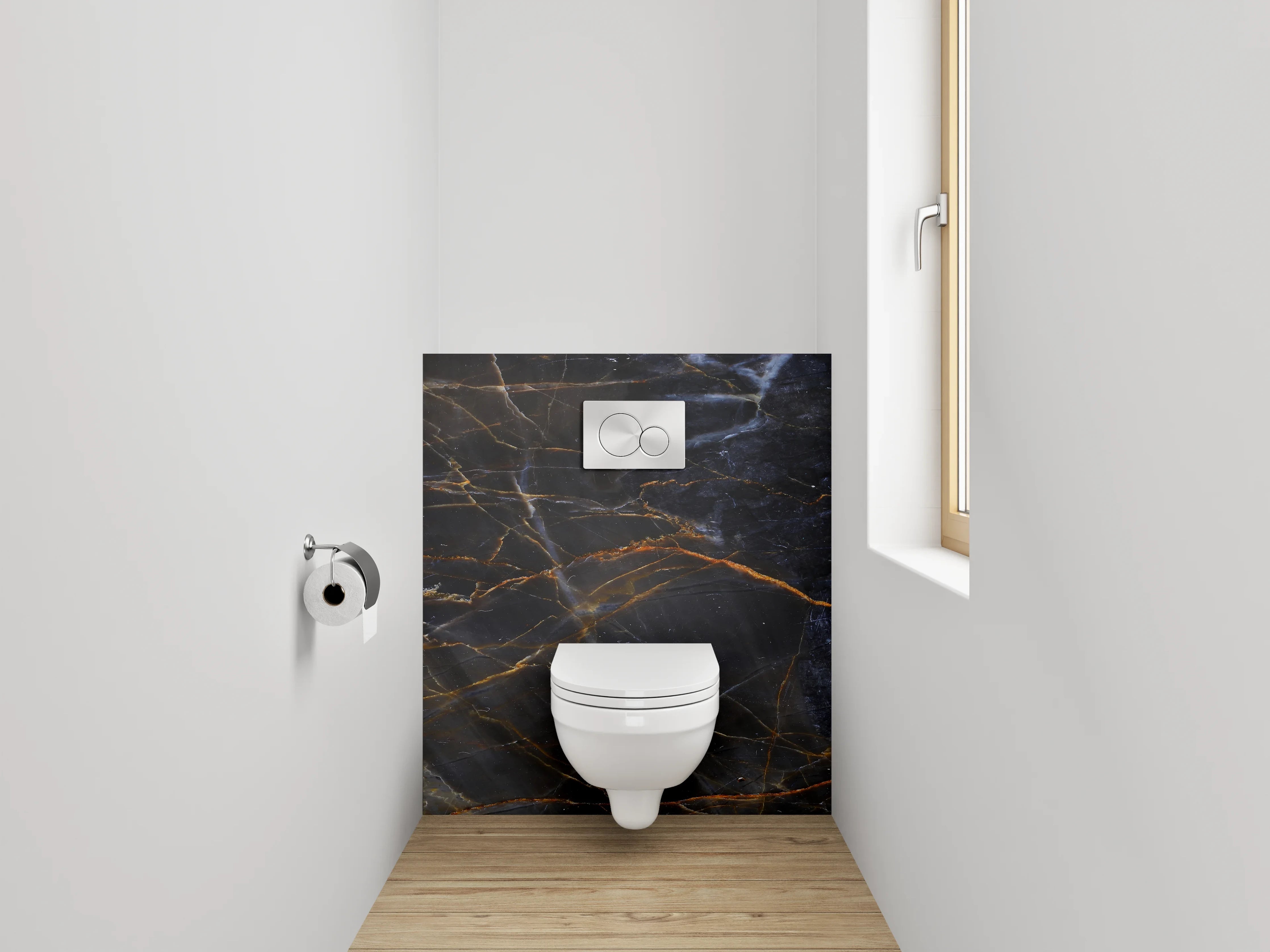 WC-Rückwand - Edler schwarzer Marmor Look