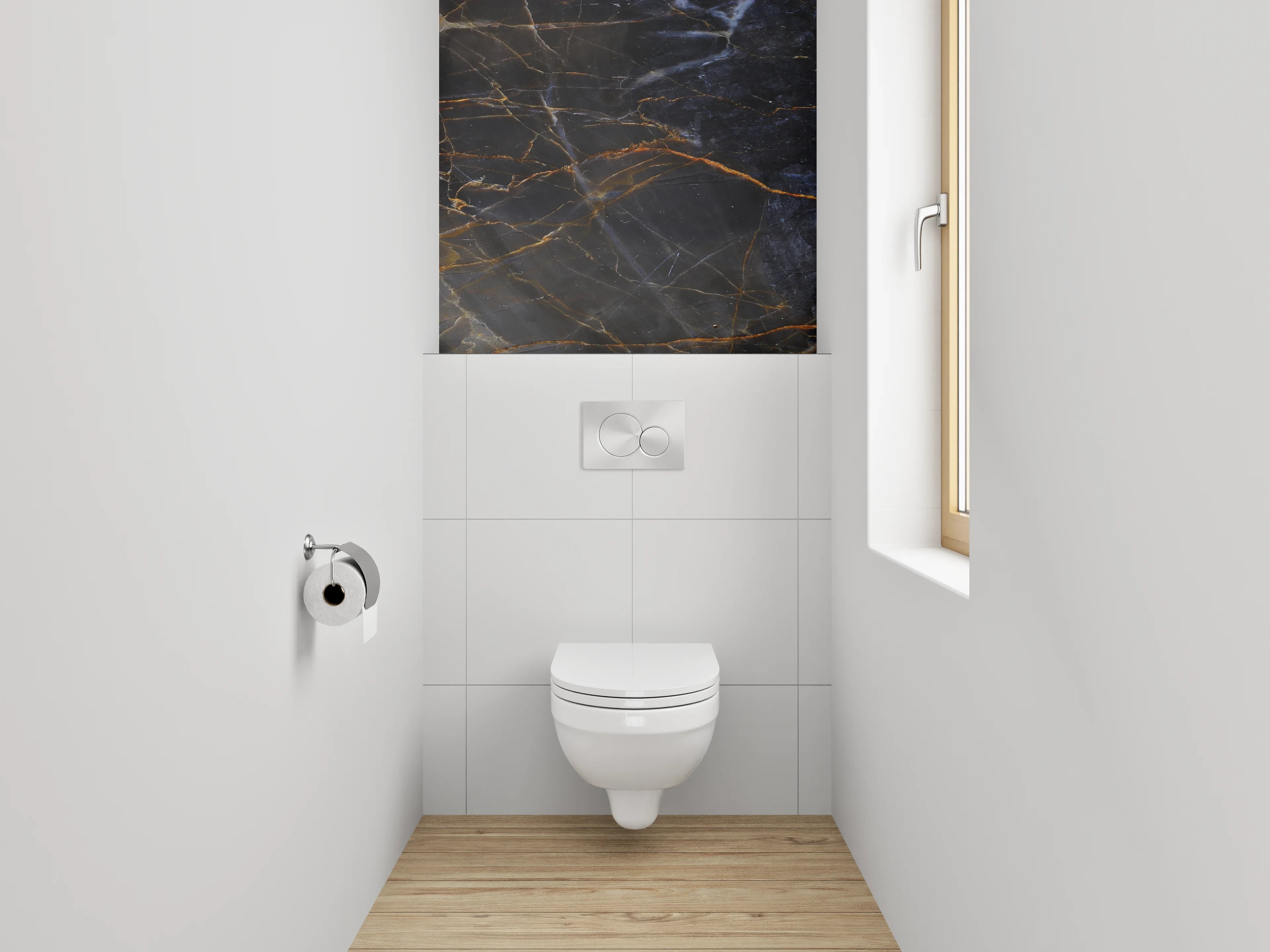 WC-Rückwand - Edler schwarzer Marmor Look