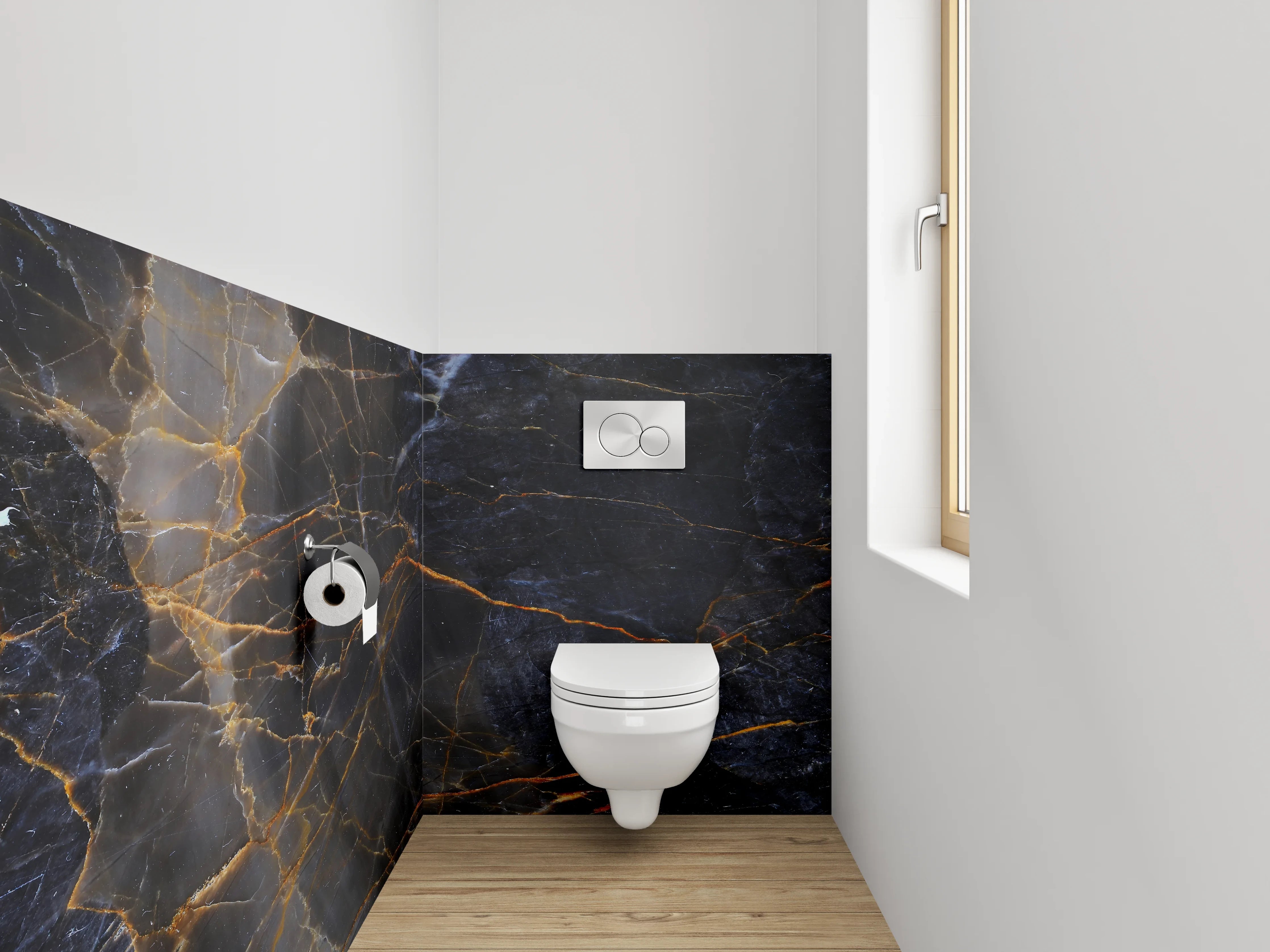 WC-Rückwand - Edler schwarzer Marmor Look