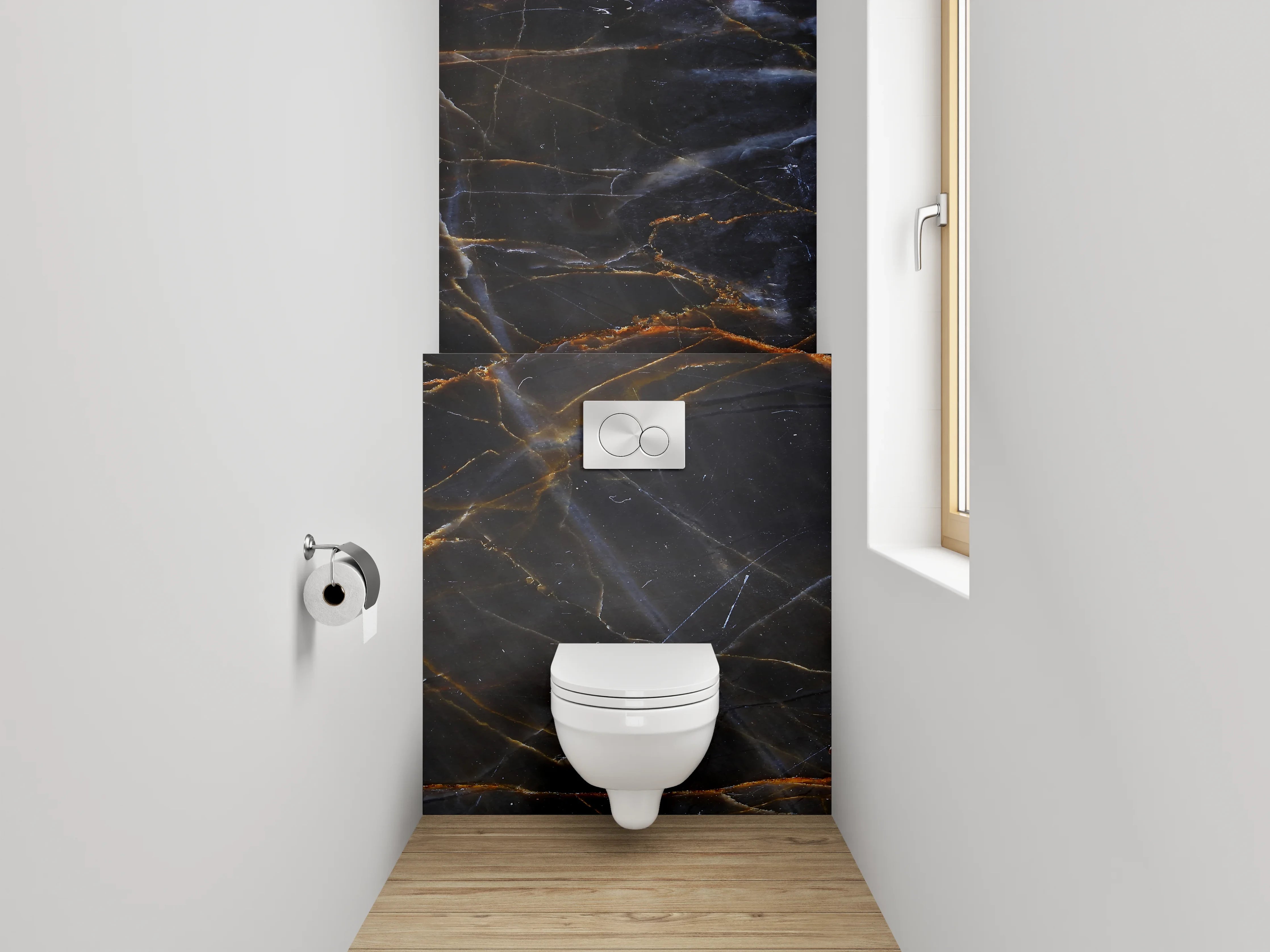 WC-Rückwand - Edler schwarzer Marmor Look