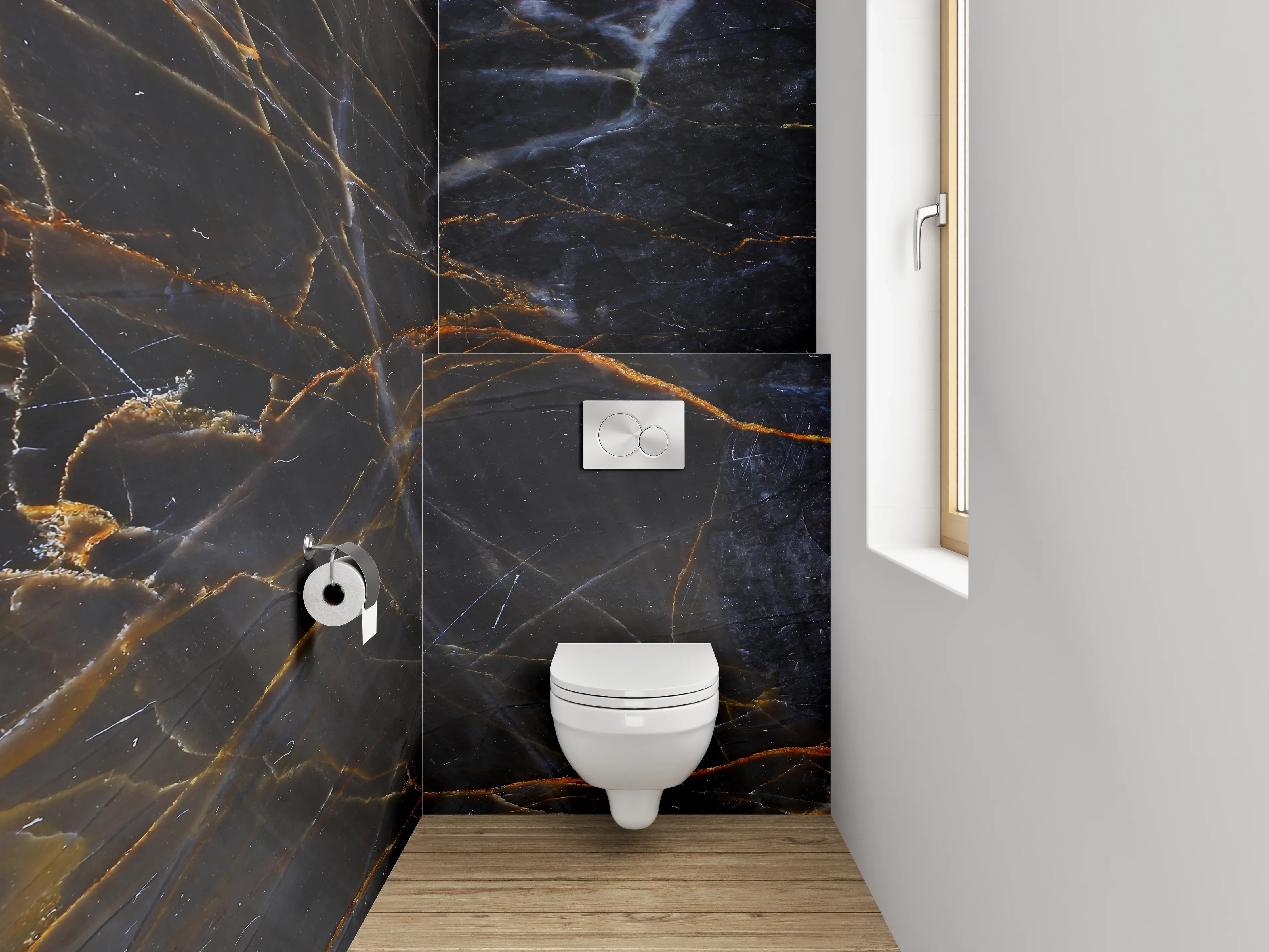 WC-Rückwand - Edler schwarzer Marmor Look