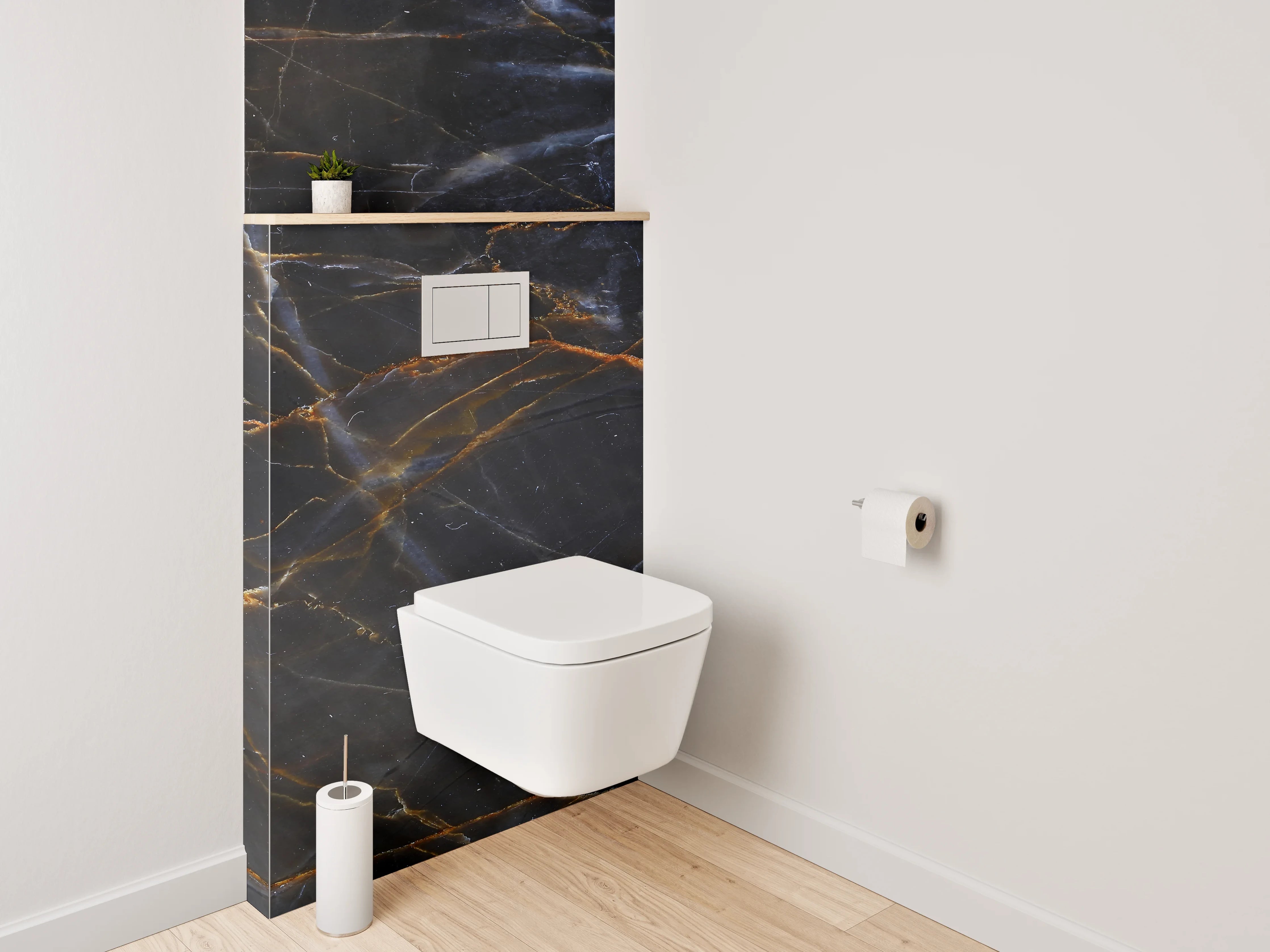 WC-Rückwand - Edler schwarzer Marmor Look
