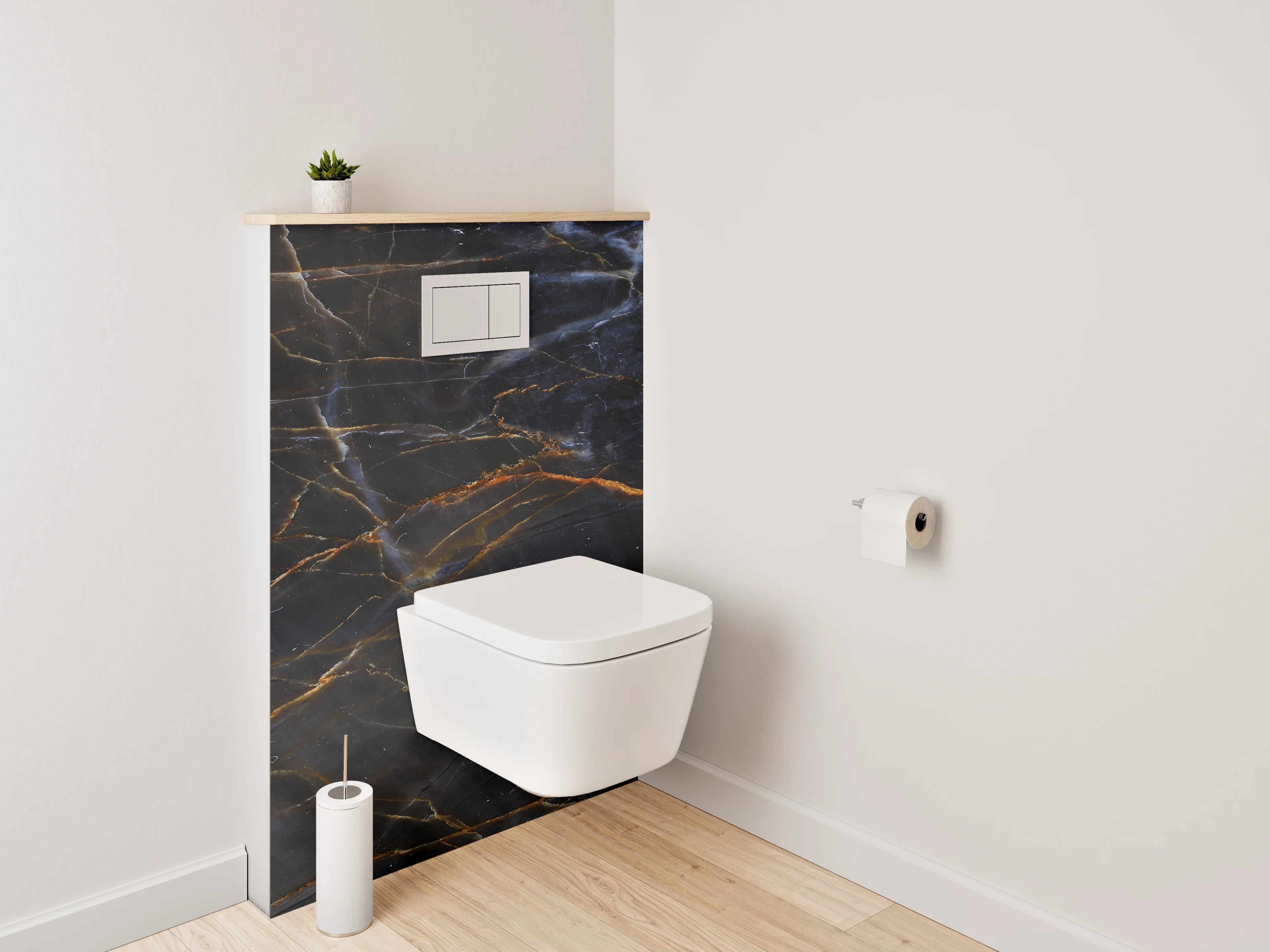 WC-Rückwand - Edler schwarzer Marmor Look