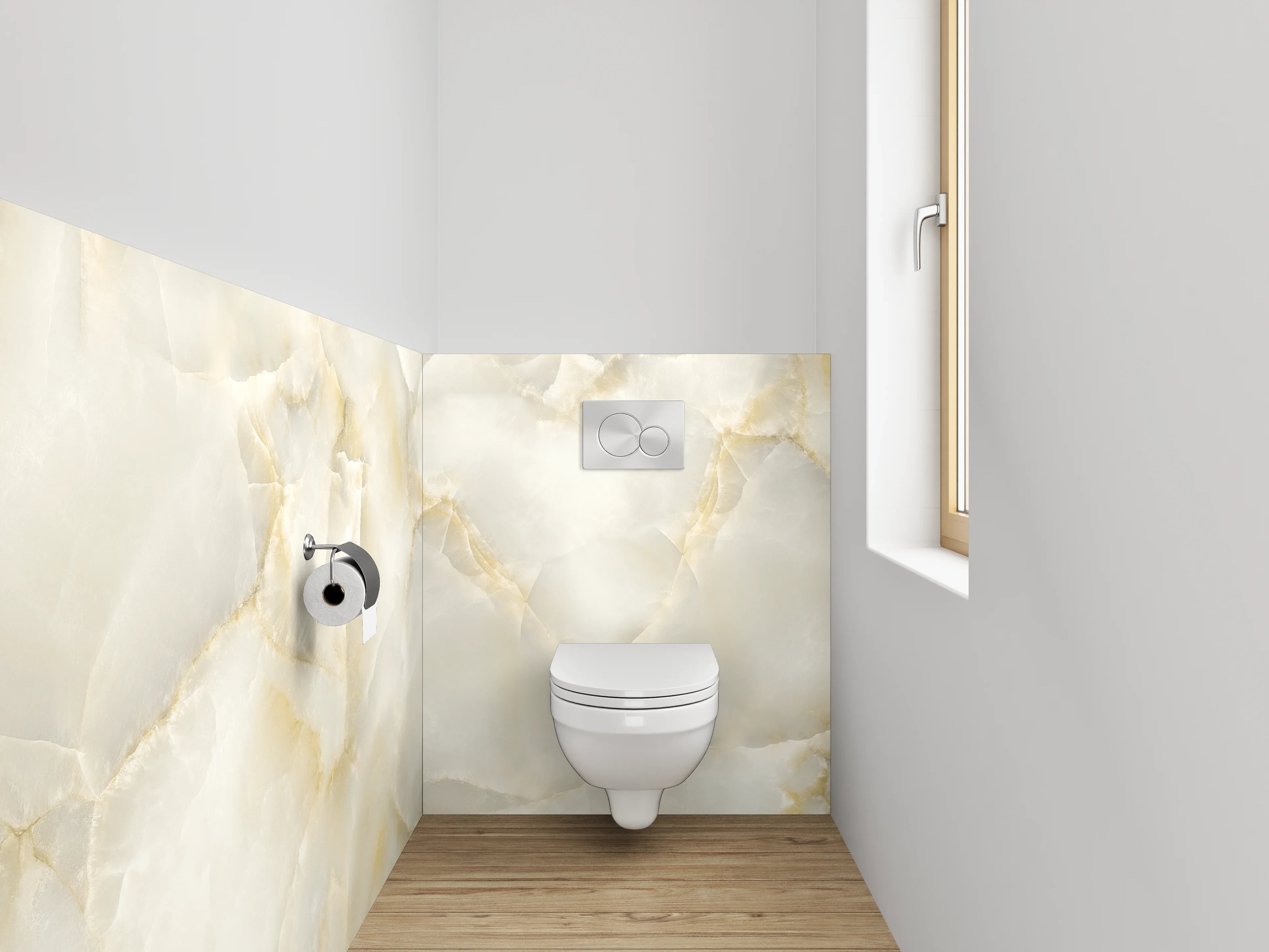 WC-Rückwand - Edler weiß-beiger Marmor-Look