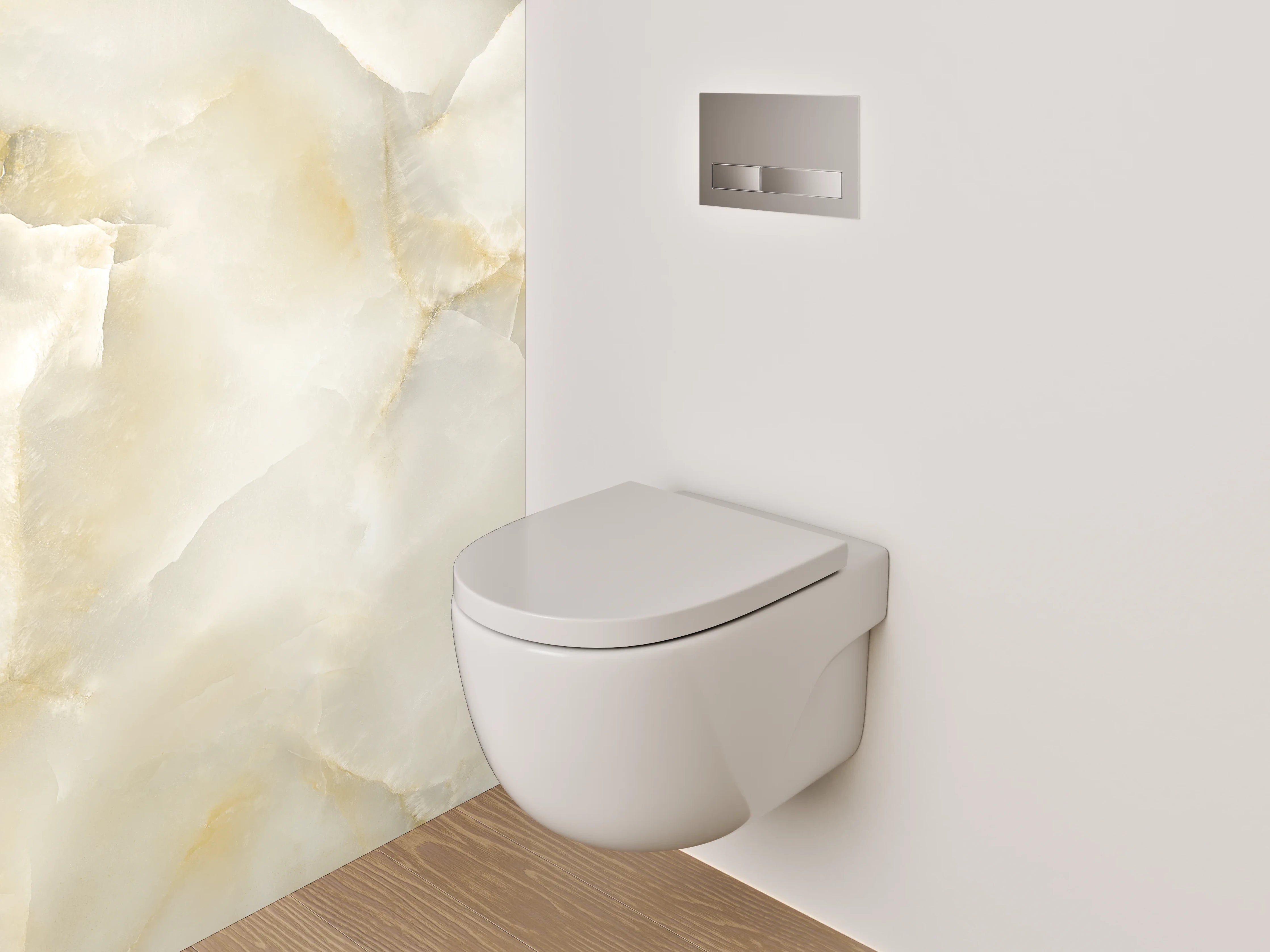 WC-Rückwand - Edler weiß-beiger Marmor-Look