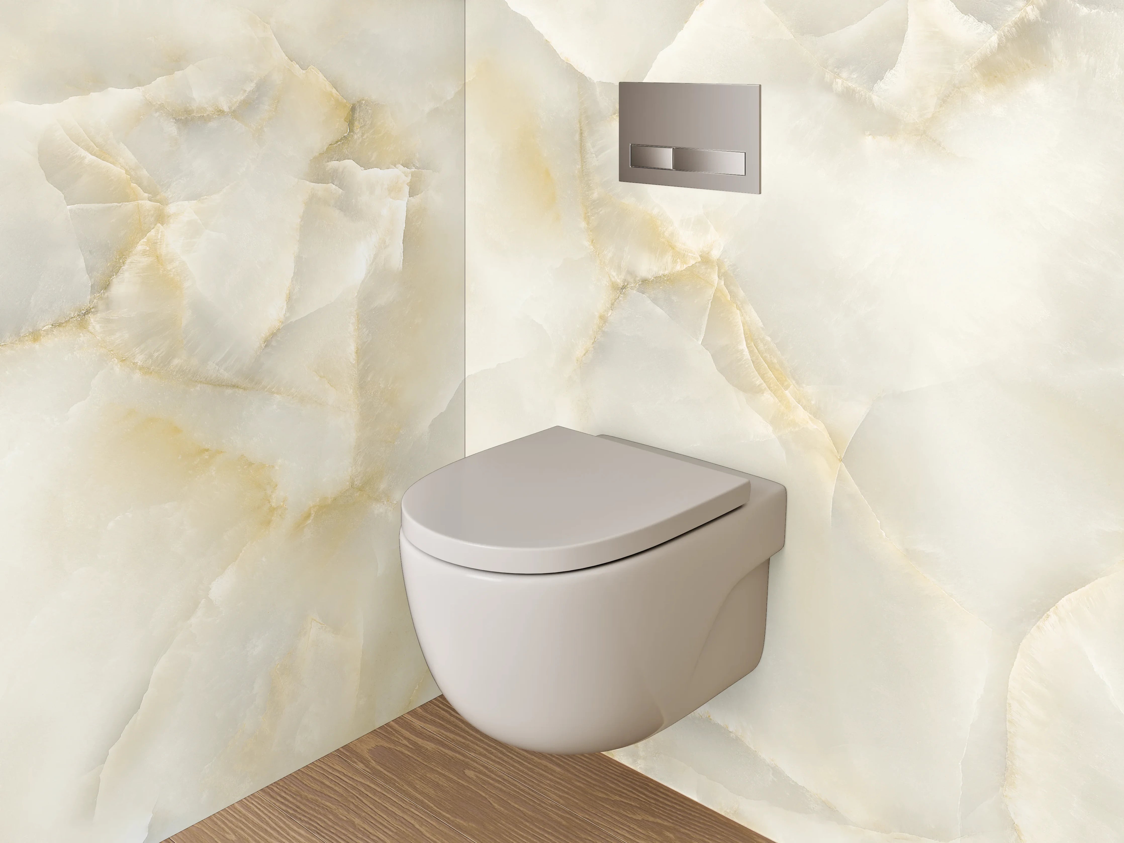 WC-Rückwand - Edler weiß-beiger Marmor-Look