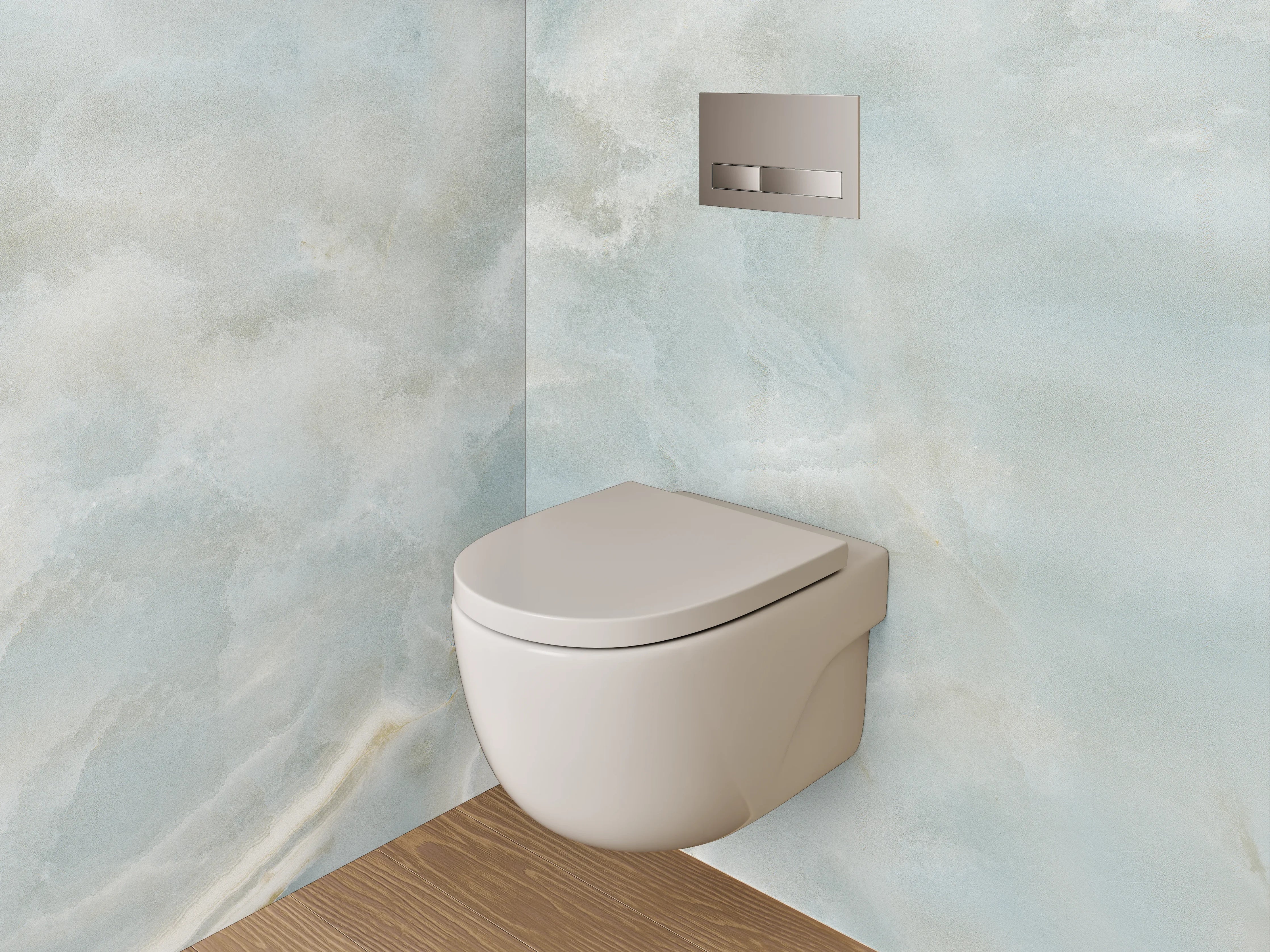 WC-Rückwand - Edler weiß-blau marmorierter Look