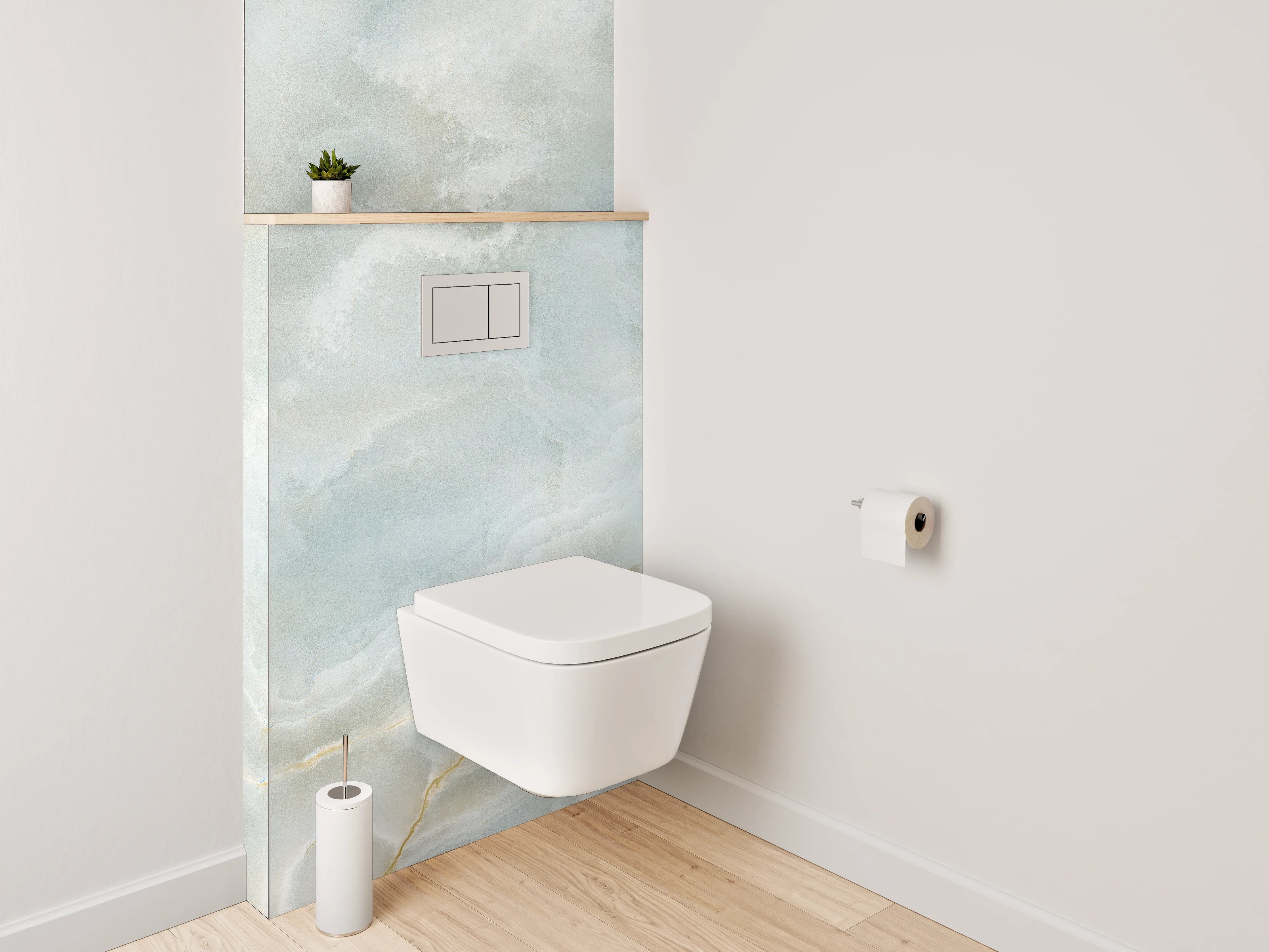 WC-Rückwand - Edler weiß-blau marmorierter Look