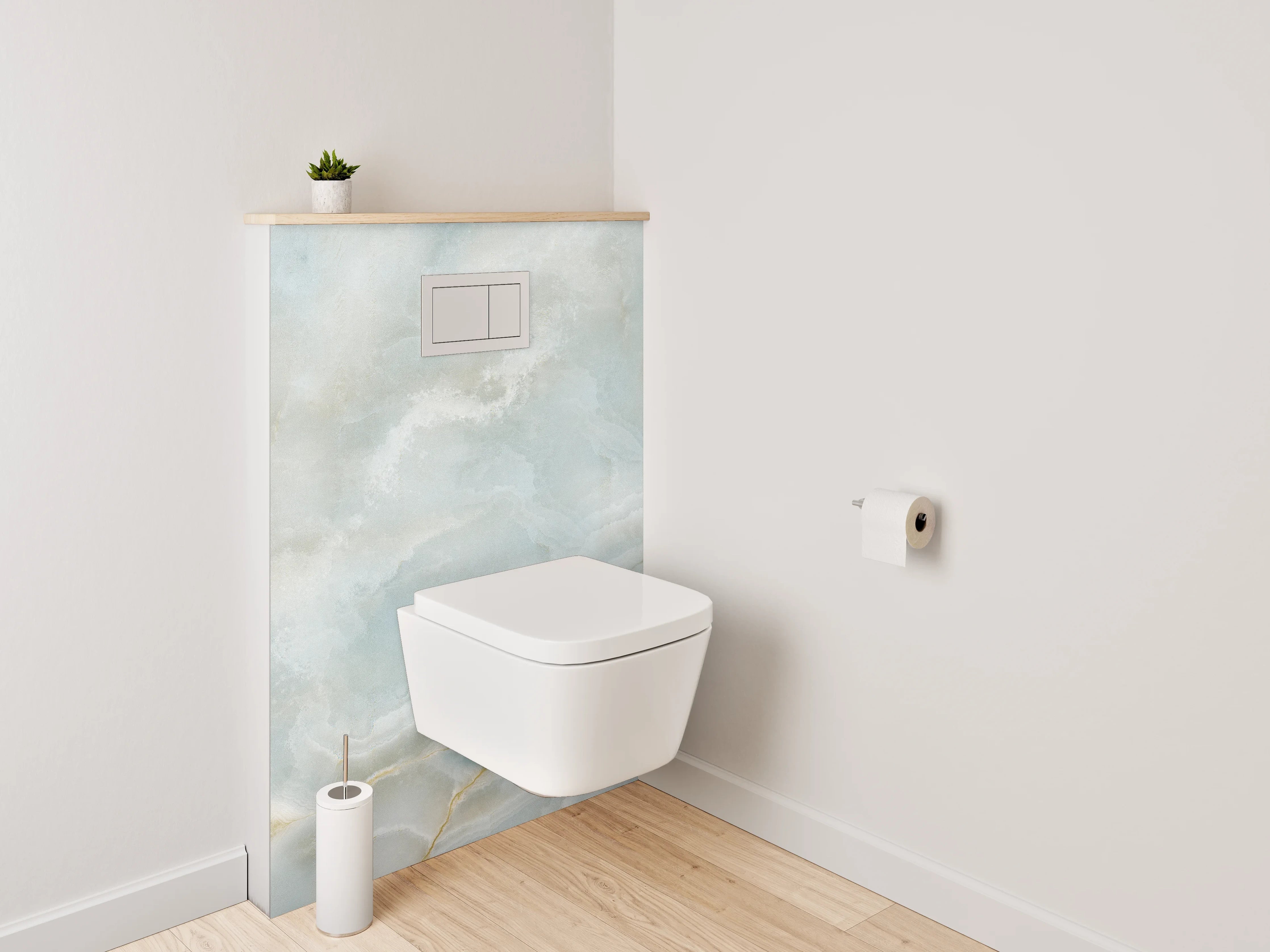 WC-Rückwand - Edler weiß-blau marmorierter Look