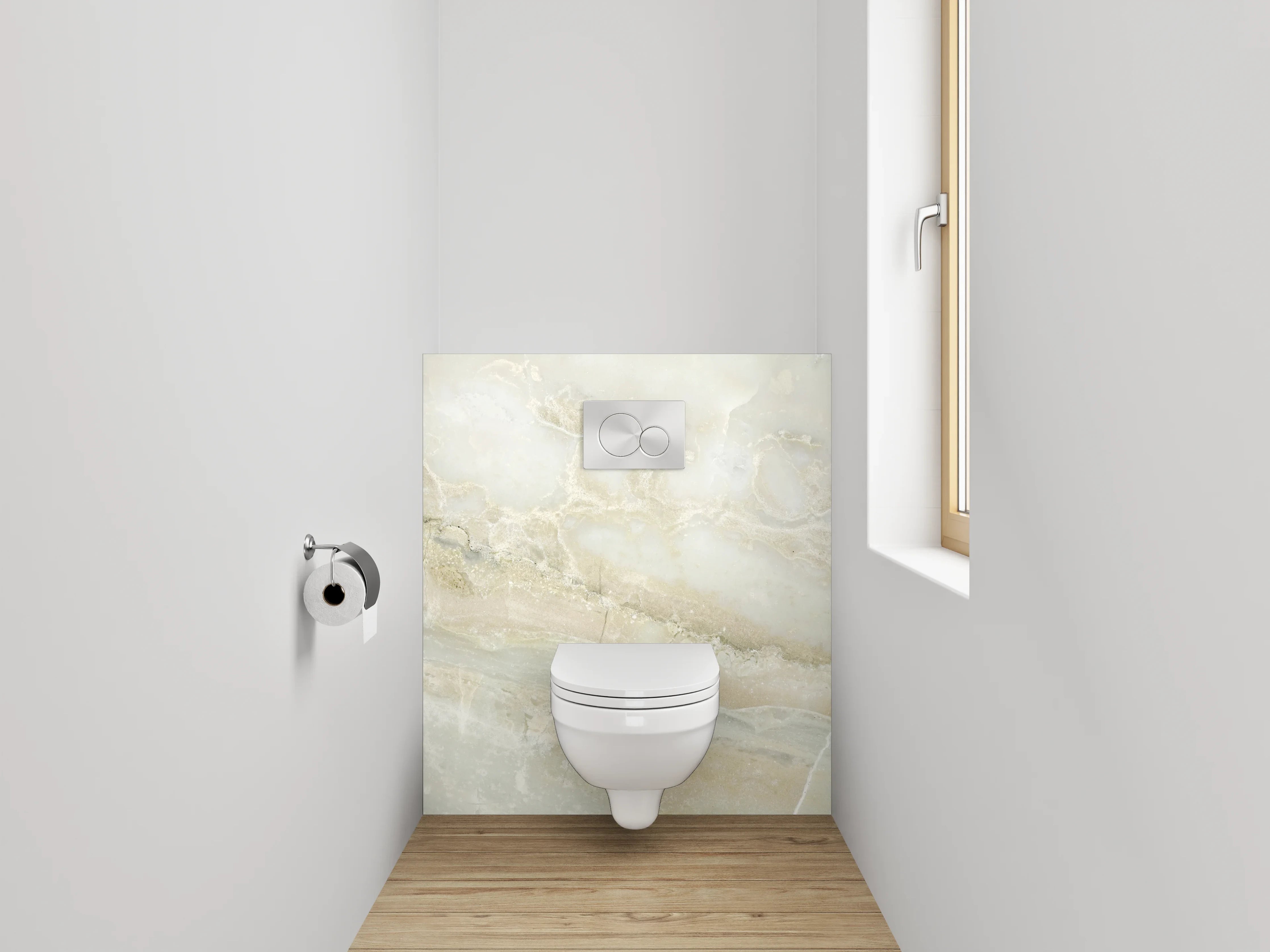 WC-Rückwand - Edler weiß-grauer Marmor-Look