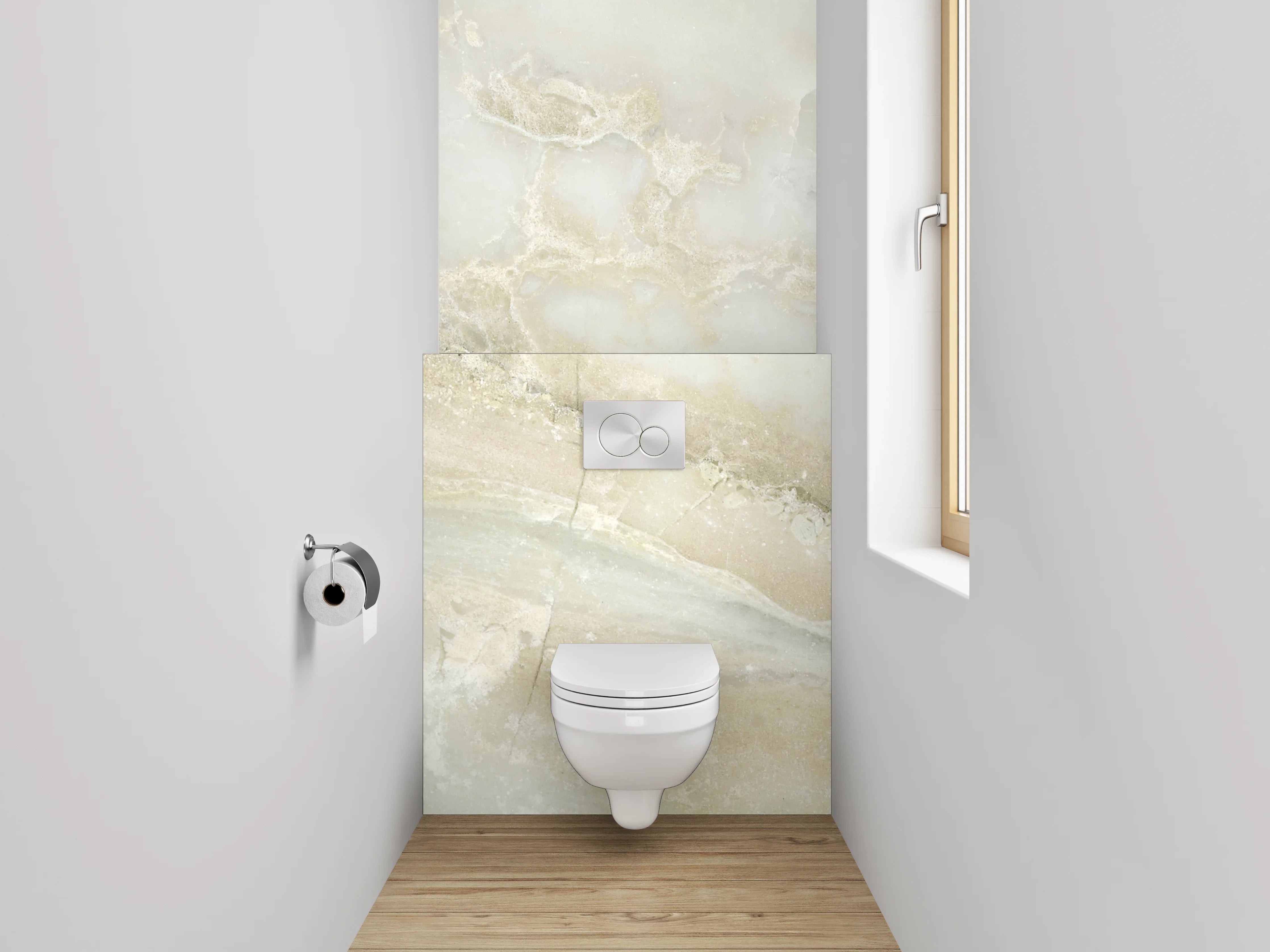 WC-Rückwand - Edler weiß-grauer Marmor-Look