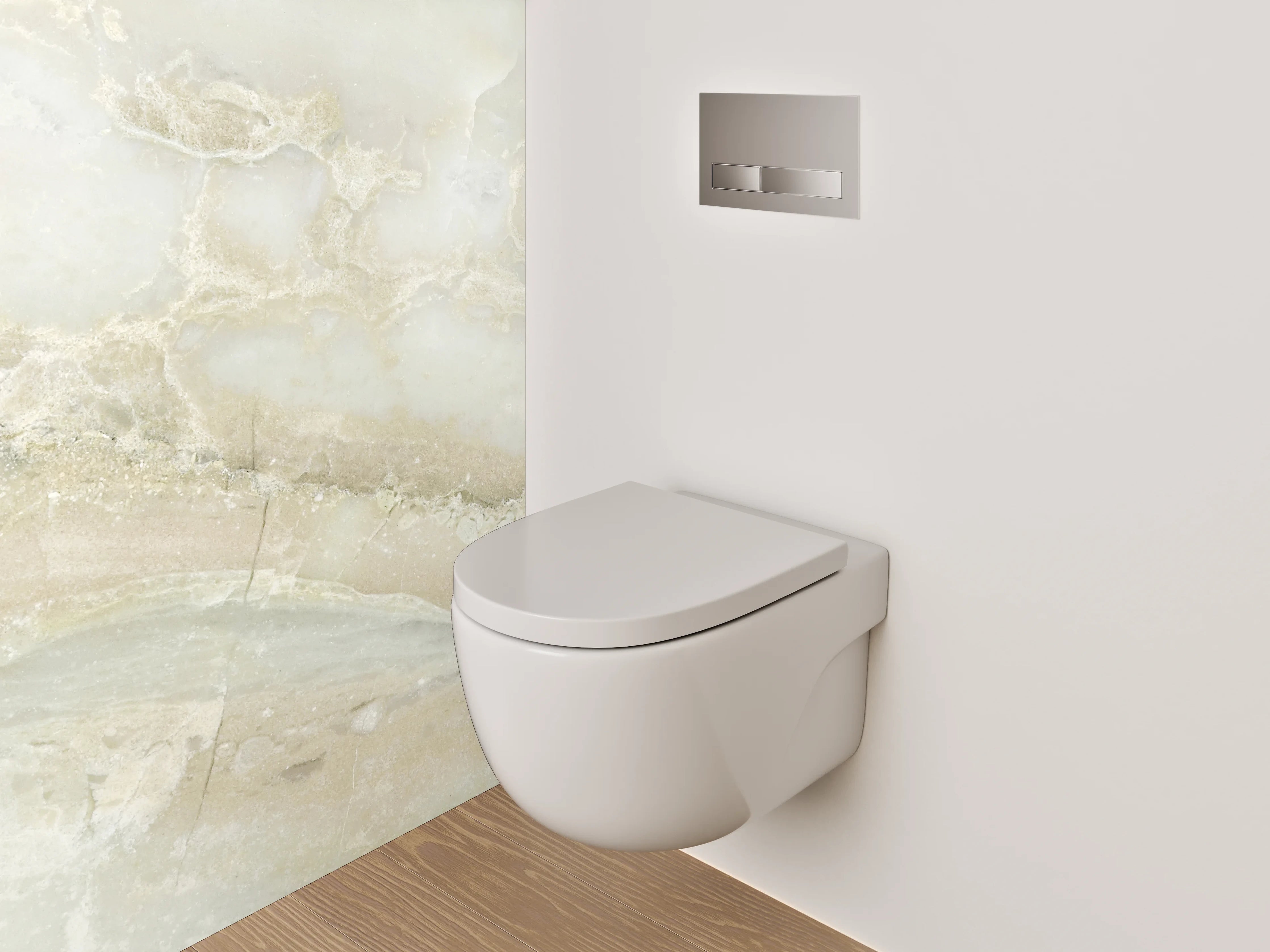 WC-Rückwand - Edler weiß-grauer Marmor-Look