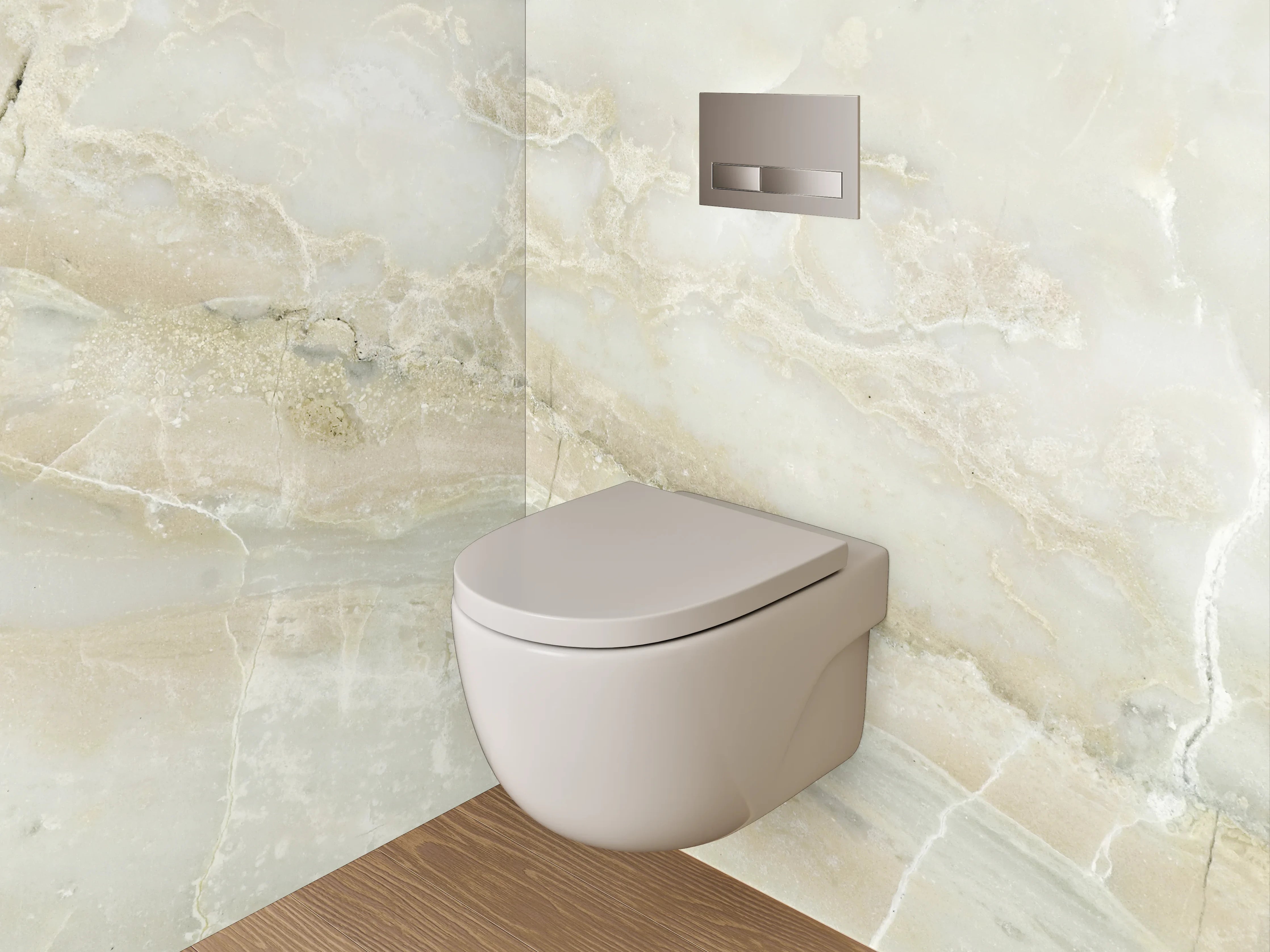 WC-Rückwand - Edler weiß-grauer Marmor-Look