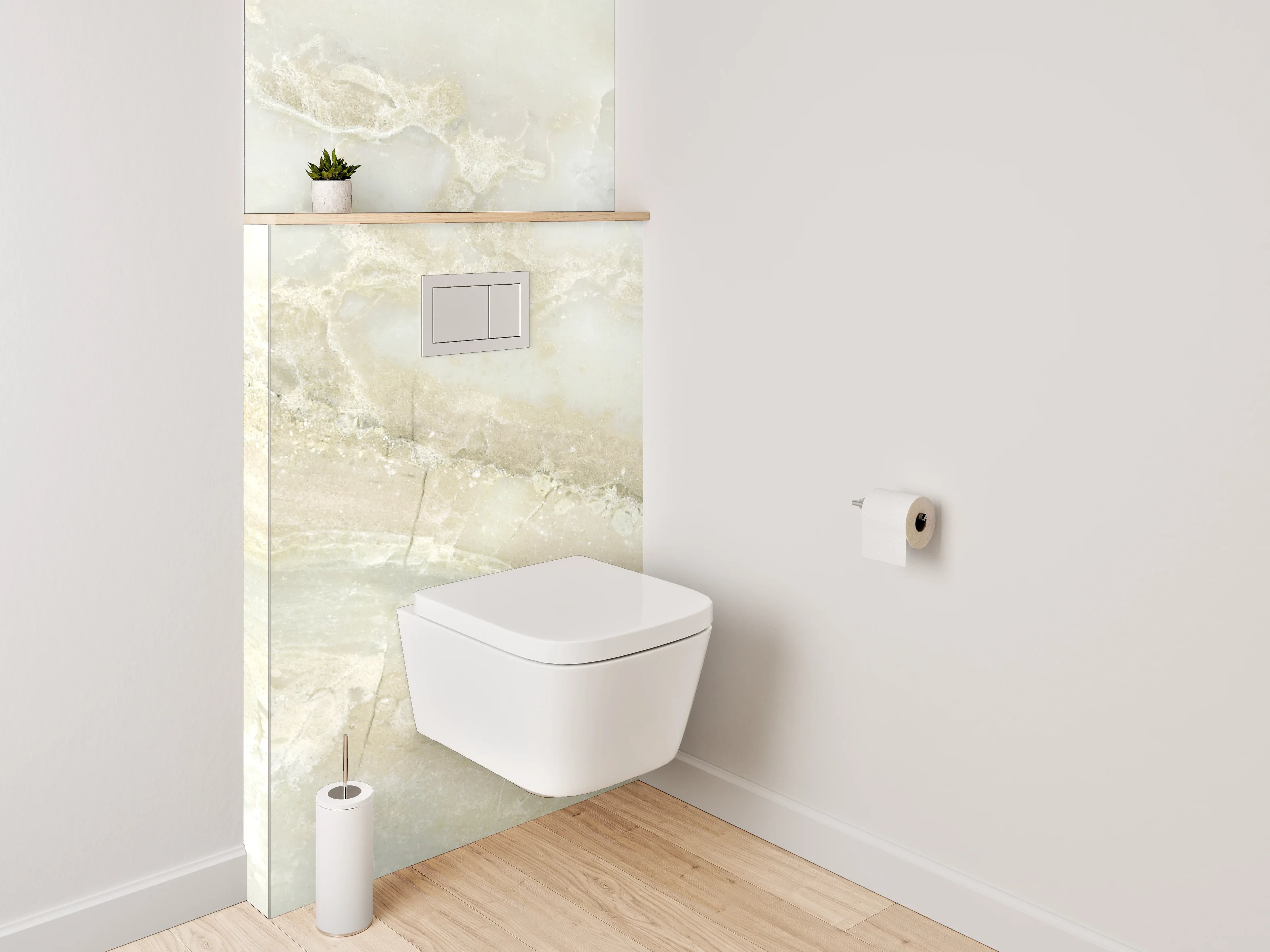 WC-Rückwand - Edler weiß-grauer Marmor-Look