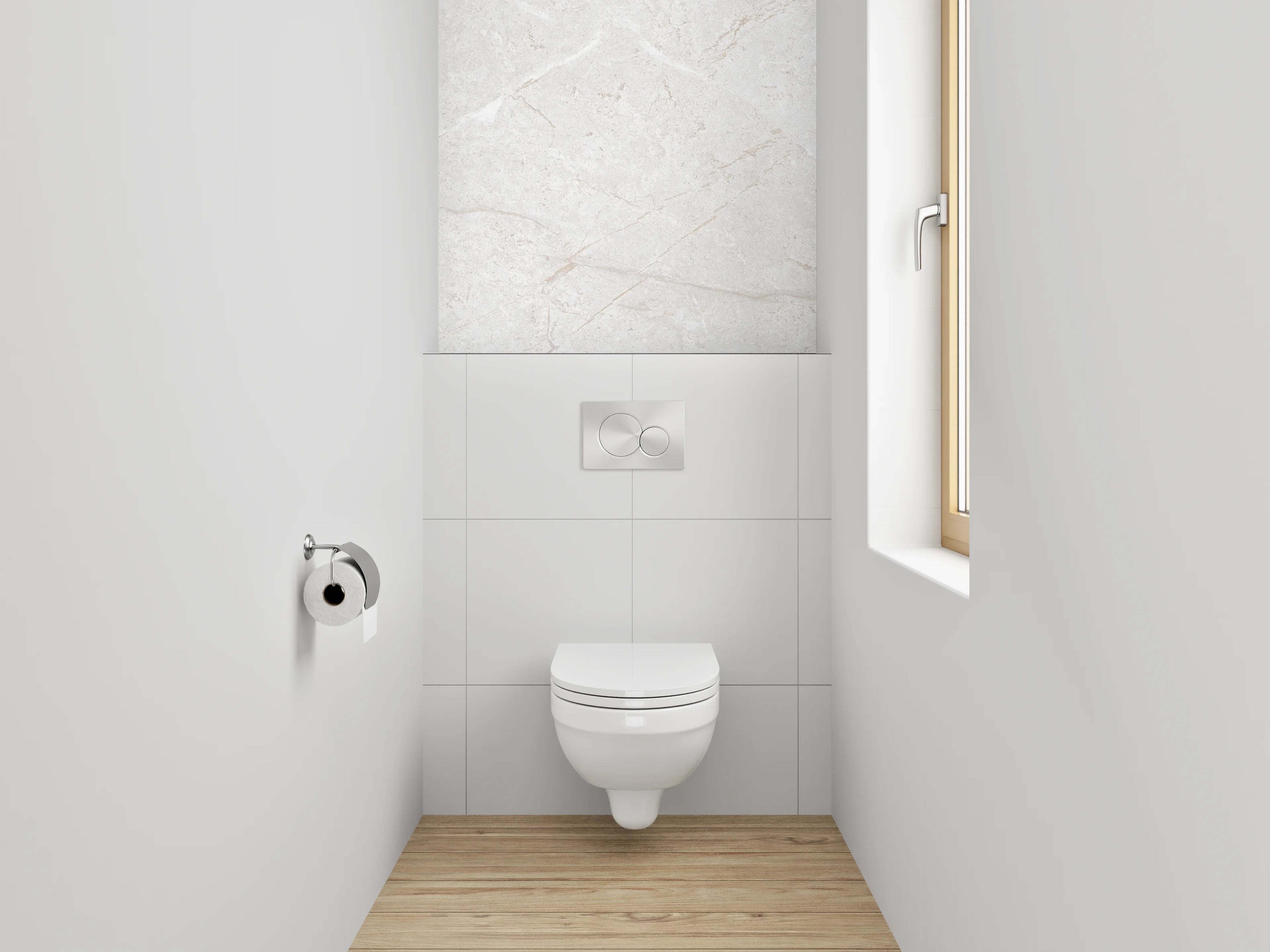 WC-Rückwand - Edler weißer Marmor Look