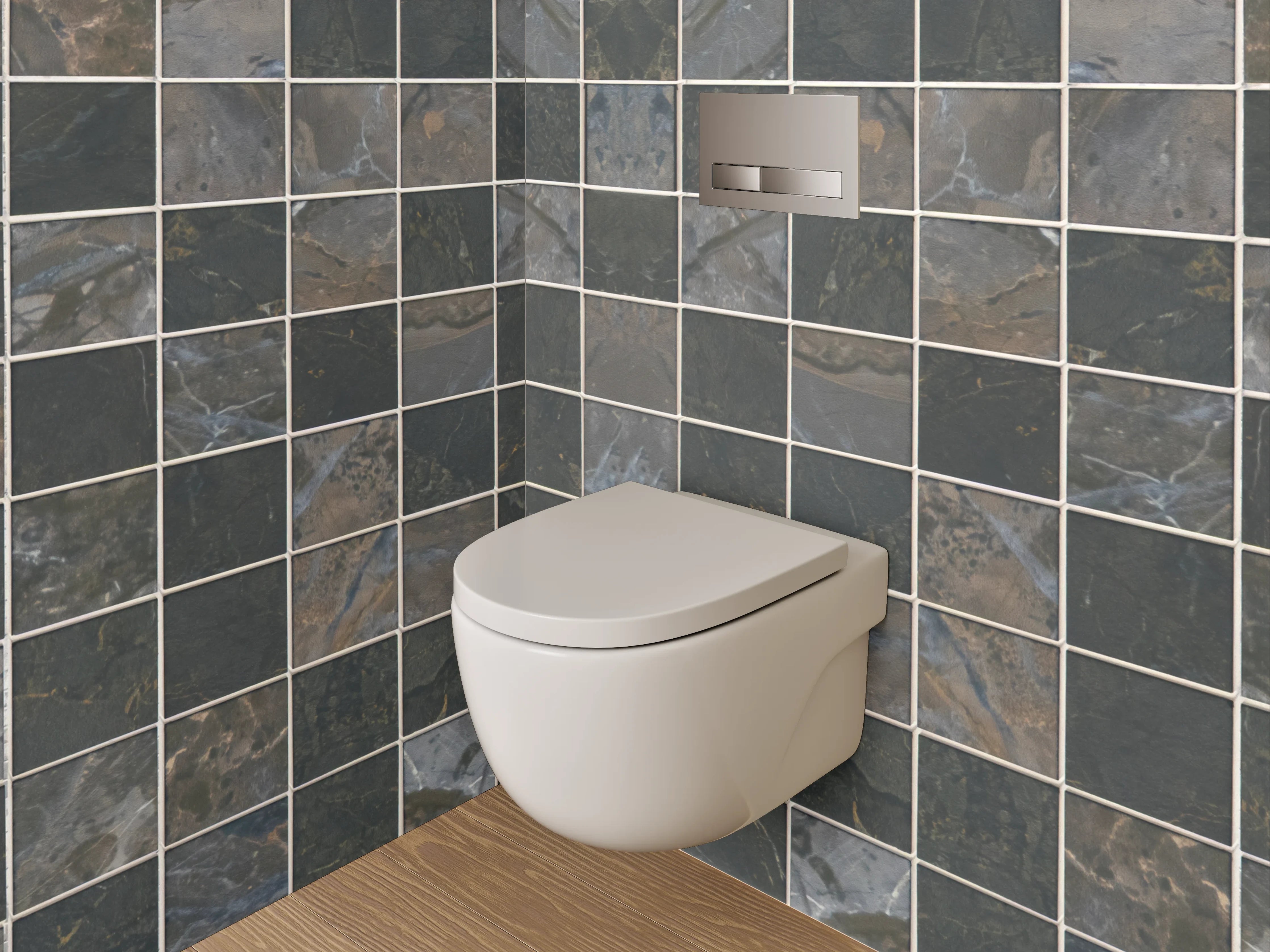 WC-Rückwand - Edles Mosaikfliesen-Design in Grau-Schwarz
