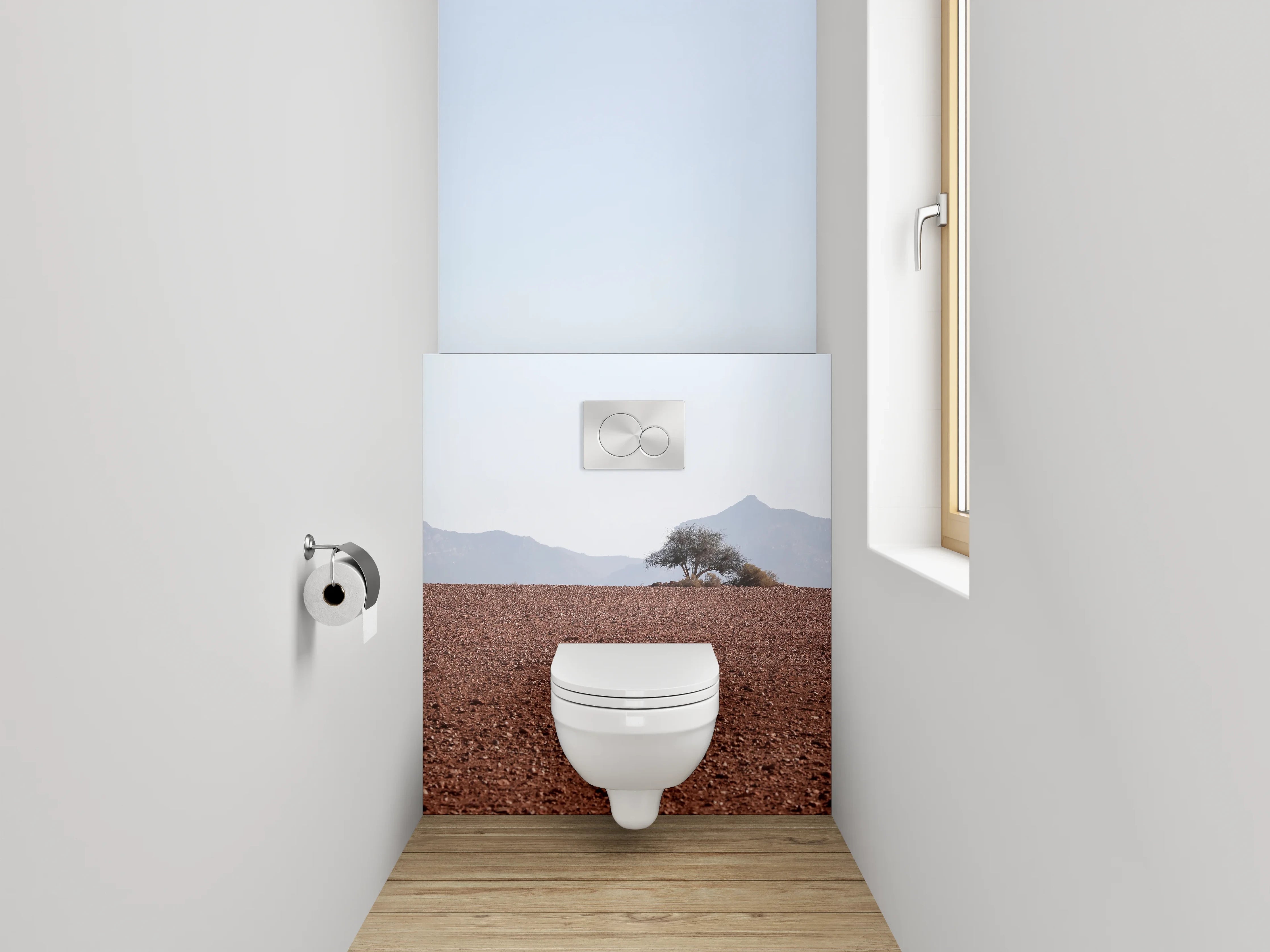 WC-Rückwand - Einsamer Baum in Wüstenlandschaft