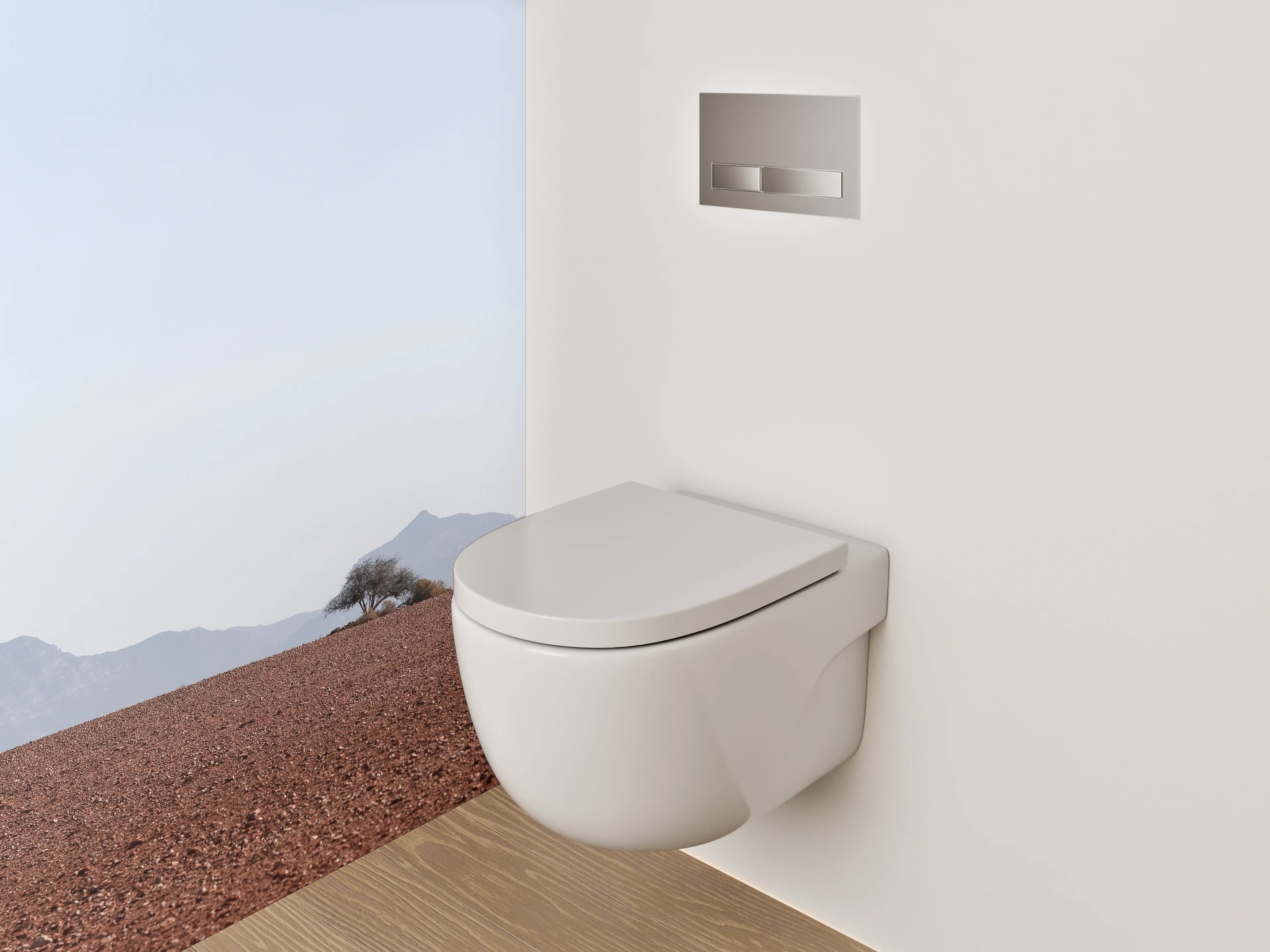 WC-Rückwand - Einsamer Baum in Wüstenlandschaft