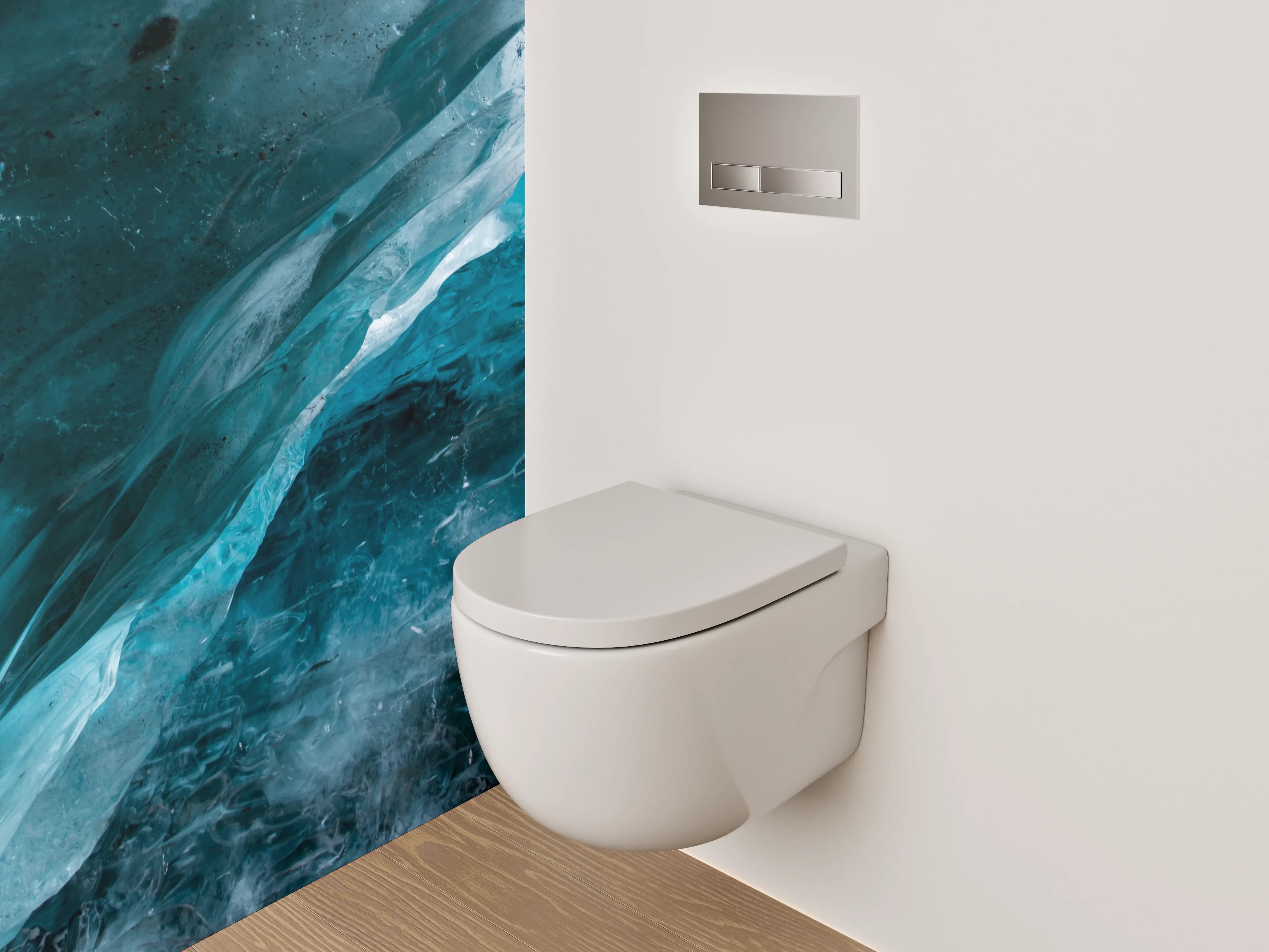 WC-Rückwand - Eisblaues Gletscher-Abstrakt-Motiv