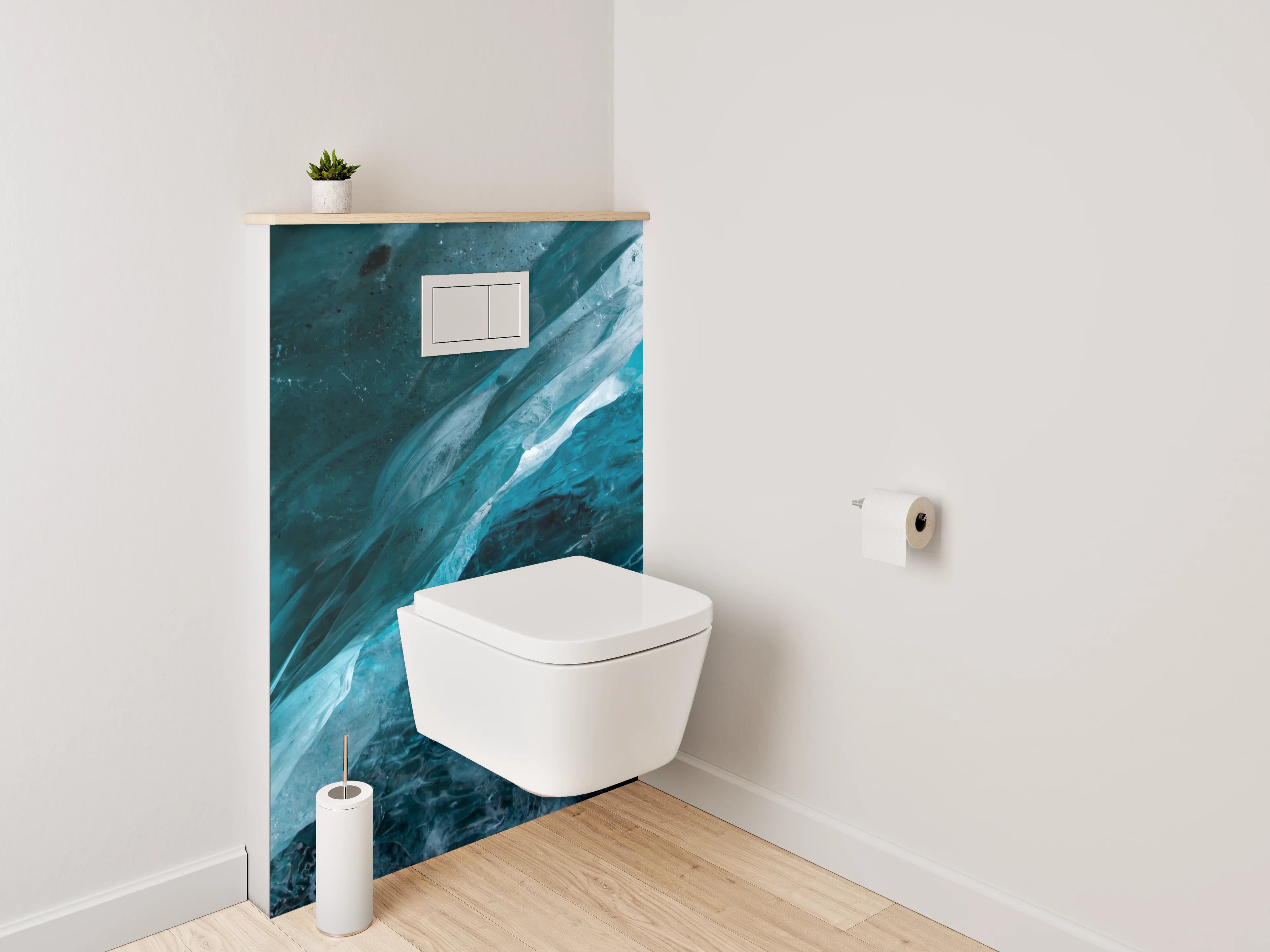 WC-Rückwand - Eisblaues Gletscher-Abstrakt-Motiv