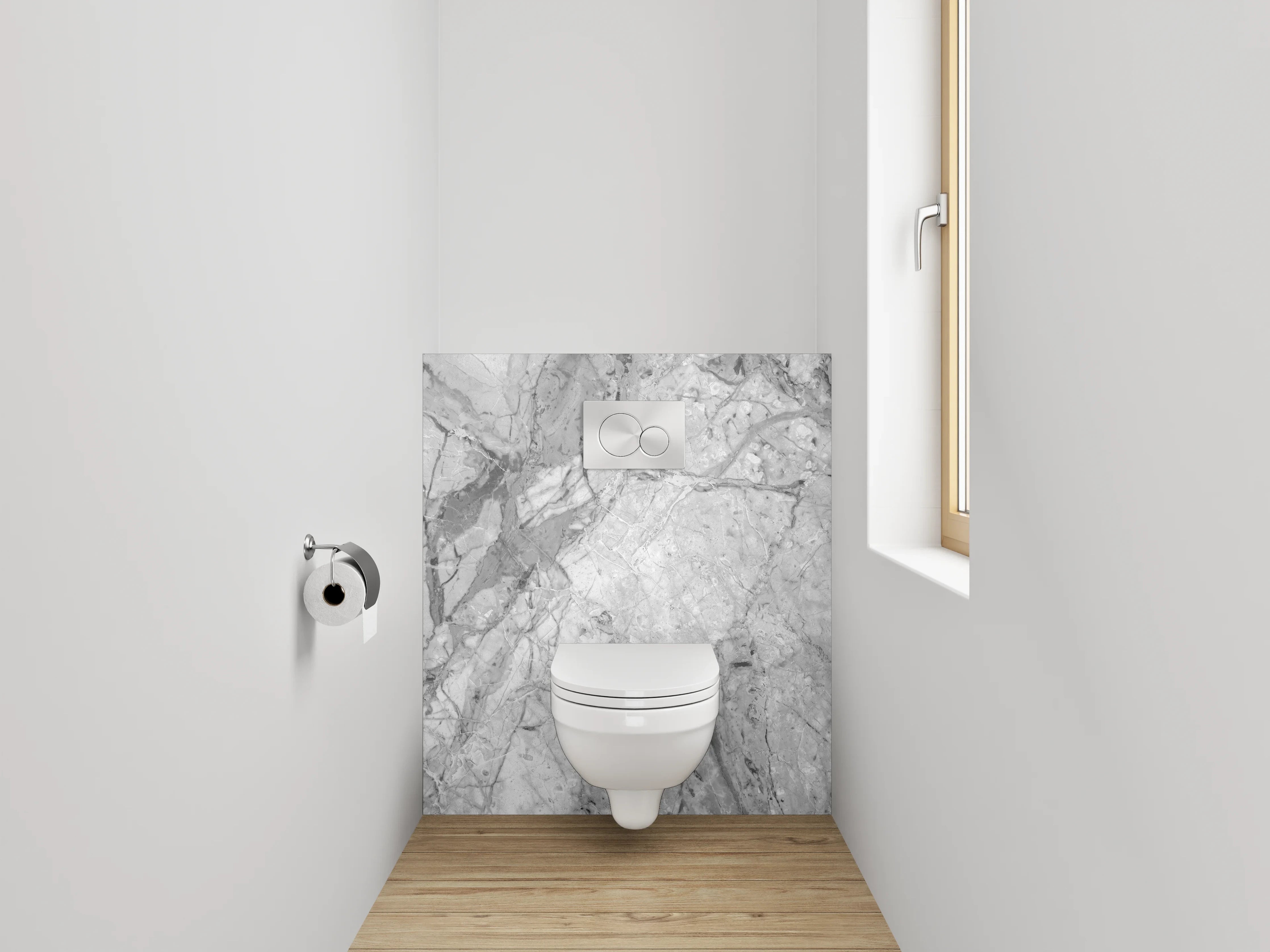 WC-Rückwand - Eisgraue Marmorstruktur