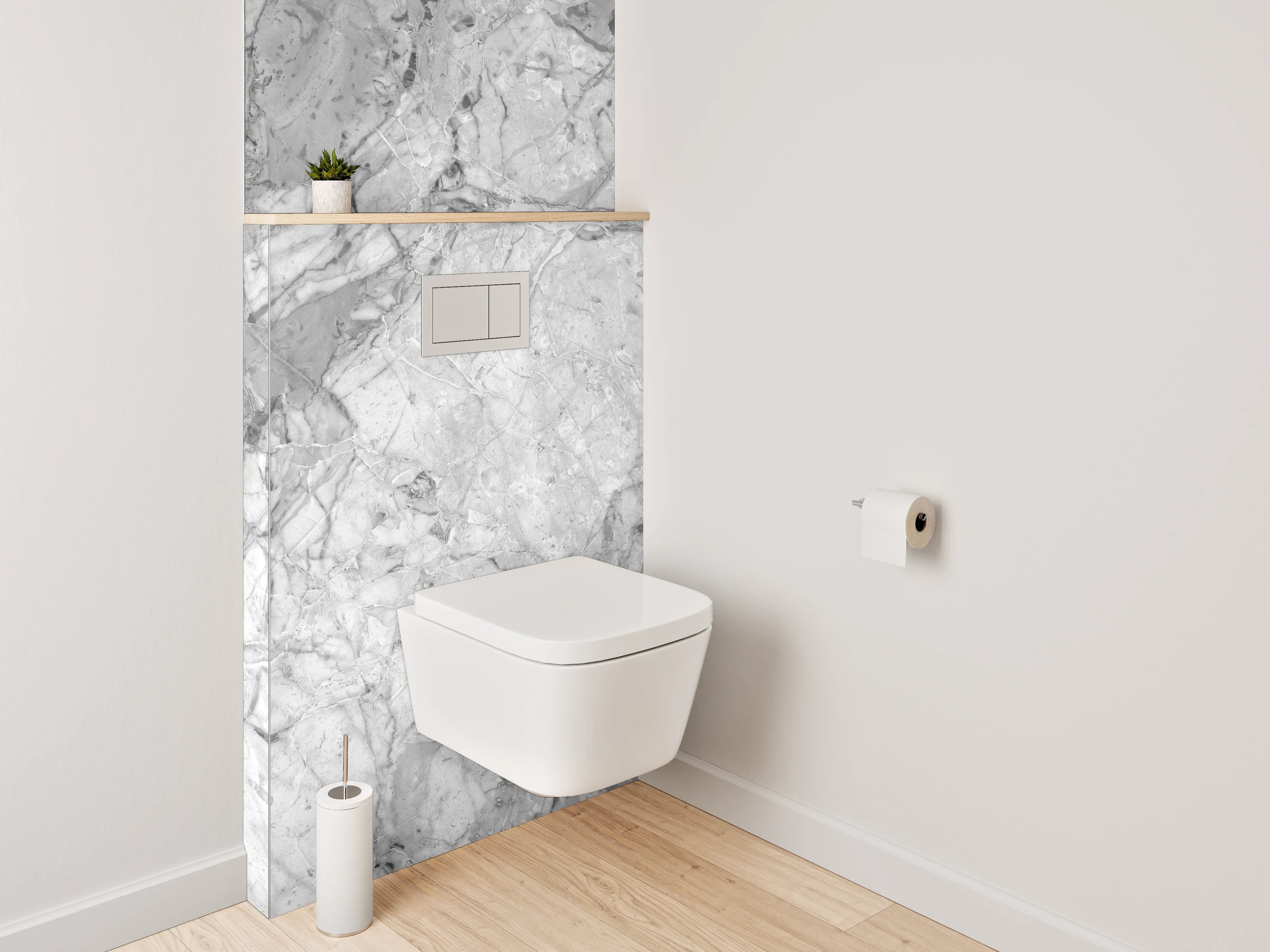 WC-Rückwand - Eisgraue Marmorstruktur