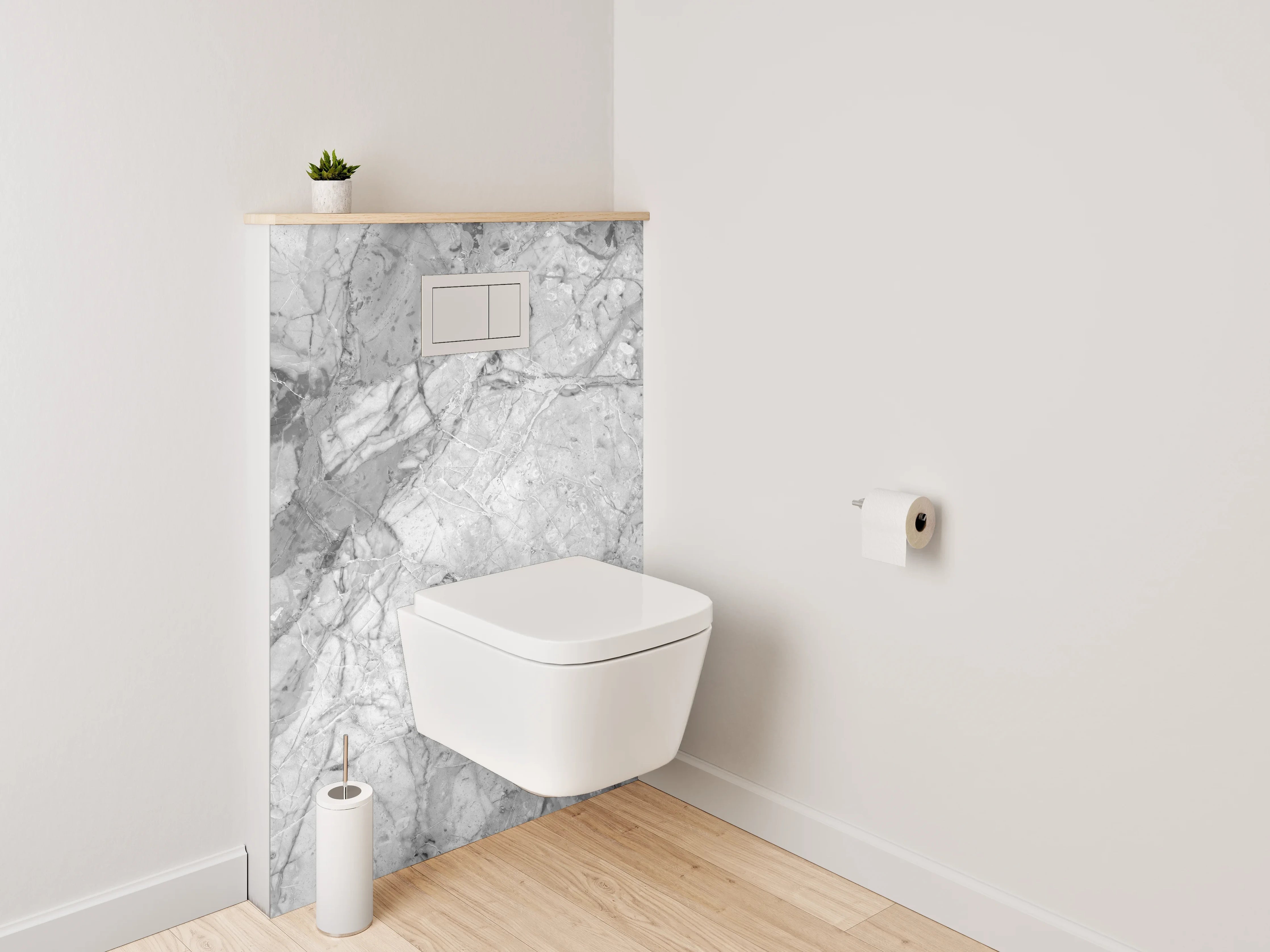 WC-Rückwand - Eisgraue Marmorstruktur