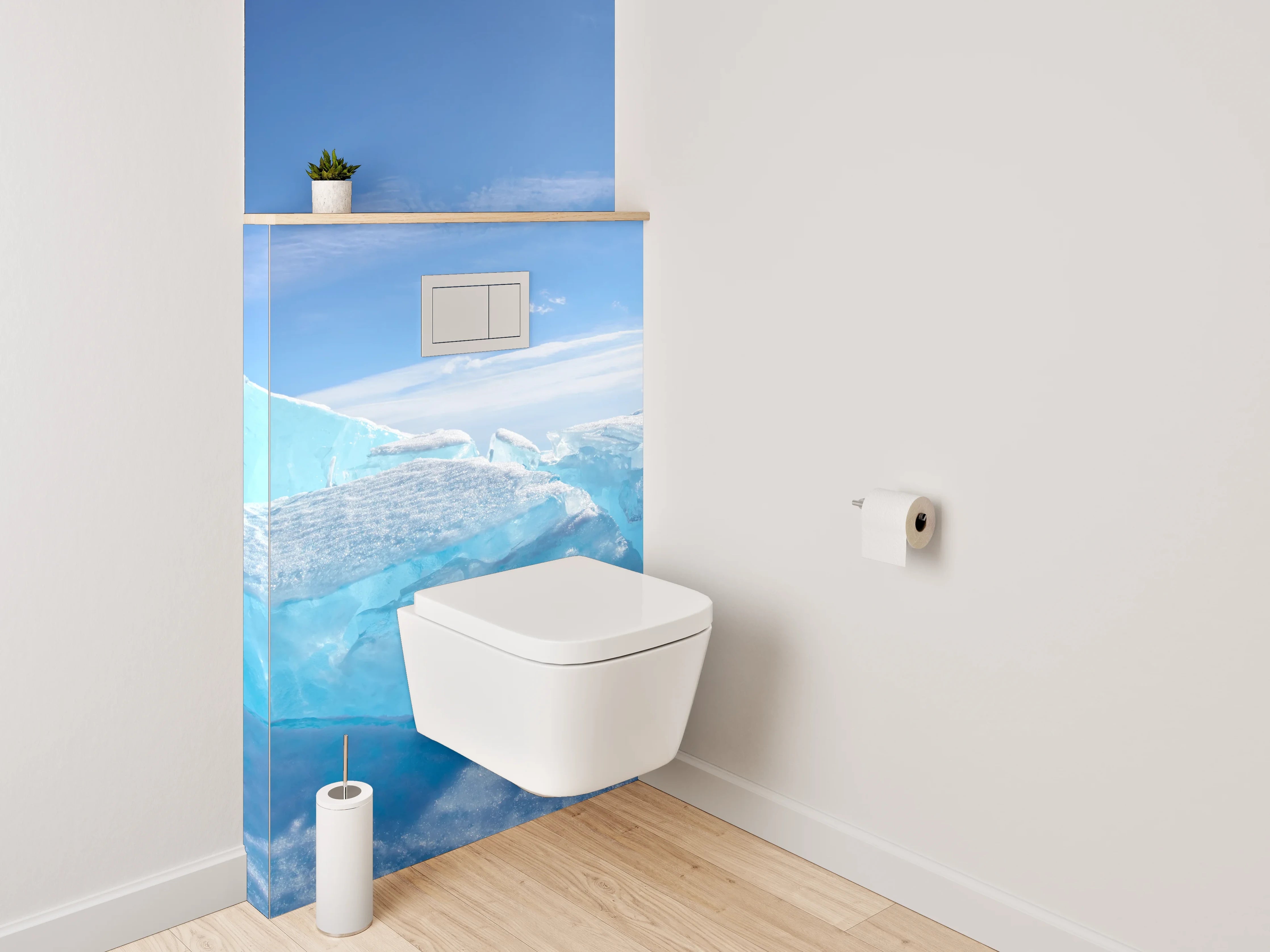 WC-Rückwand - Eisige Landschaft und Sonnenstrahlen